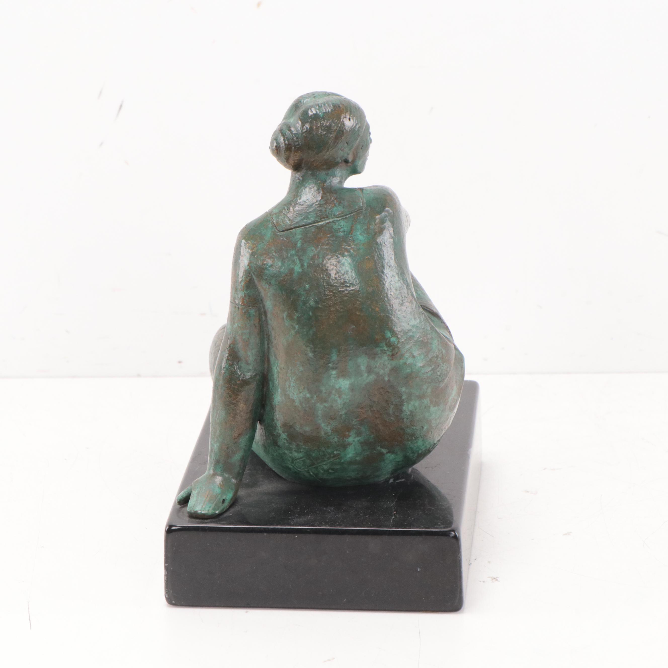 Bronze Sculpture of Sitting Woman