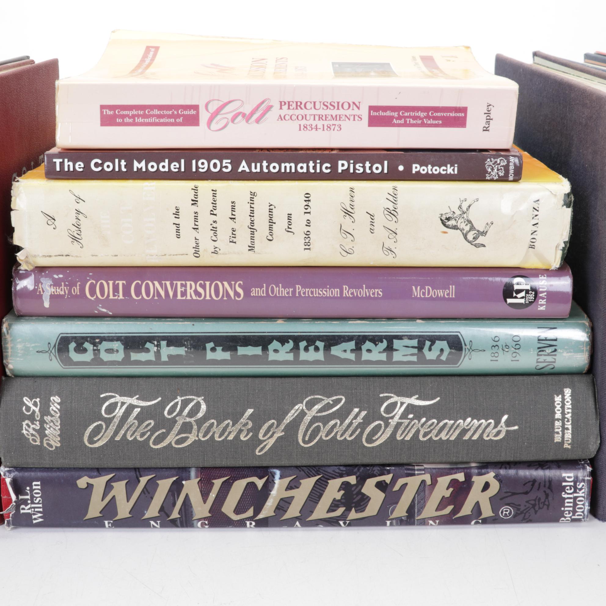 Collection of Firearms Reference Books Featuring Winchester and Colt