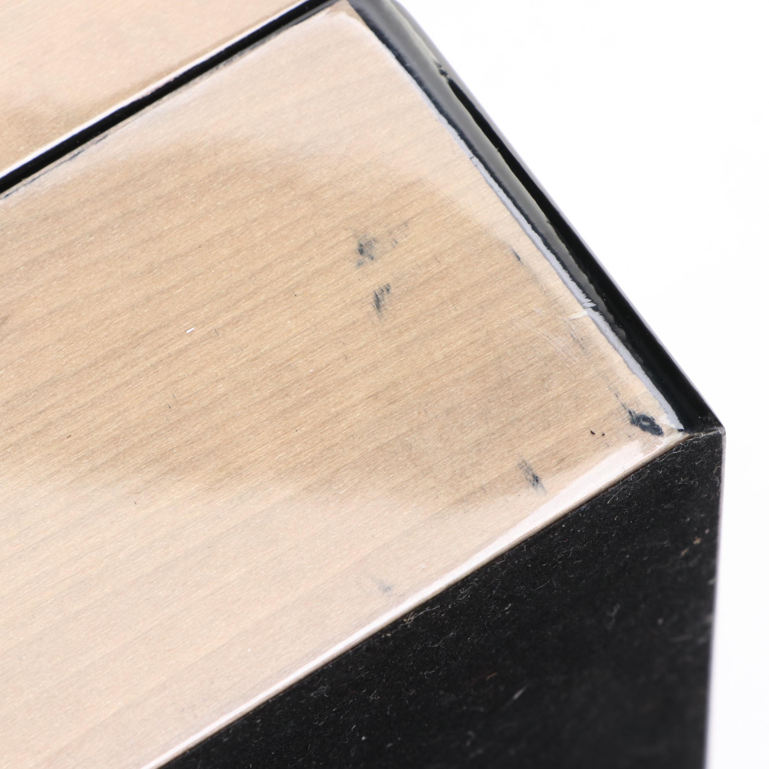 Lacquered Wood Watch Boxes with Metal Hardware and Faux Leather Interiors