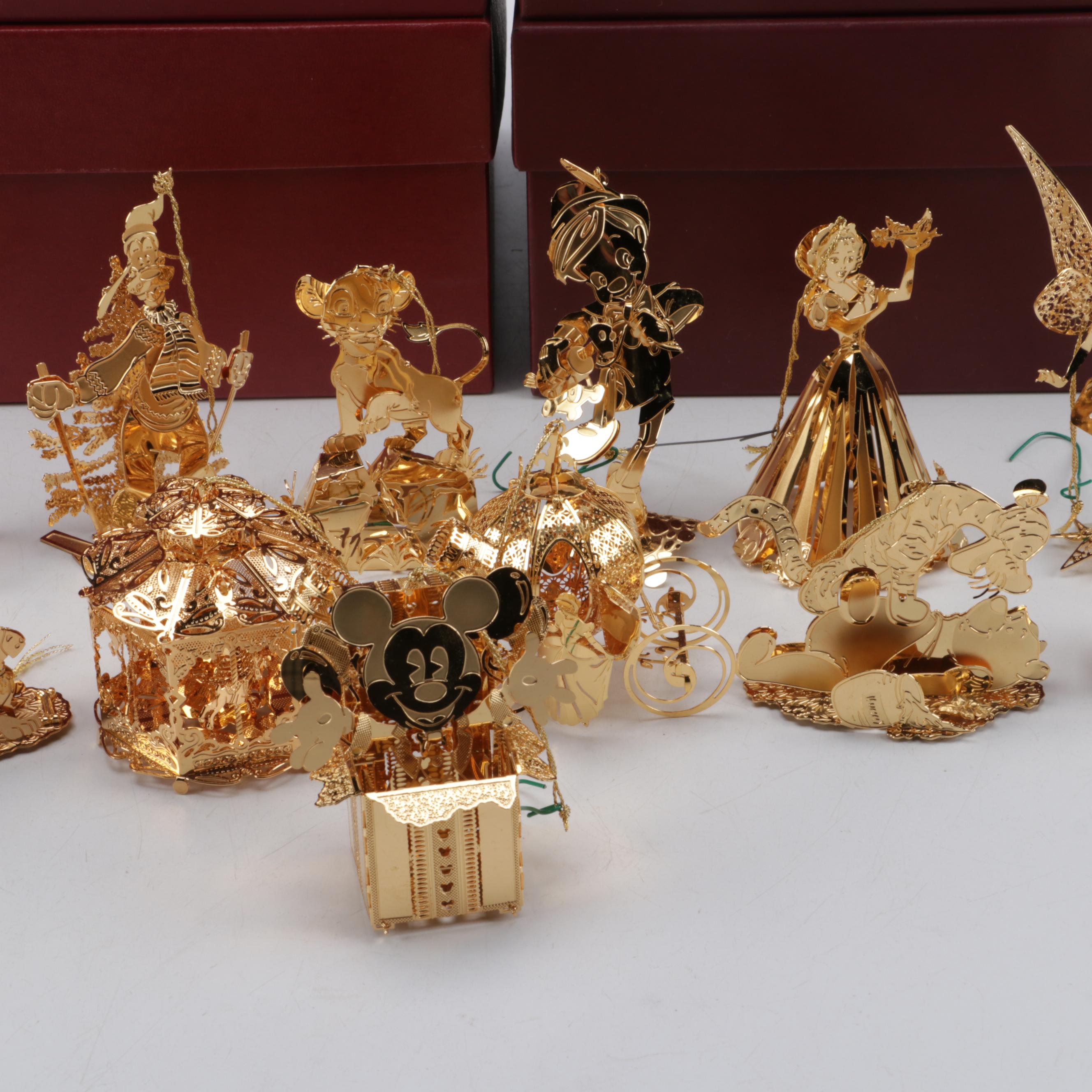 Danbury Mint Disney Christmas and Other Gold Collection Ornaments