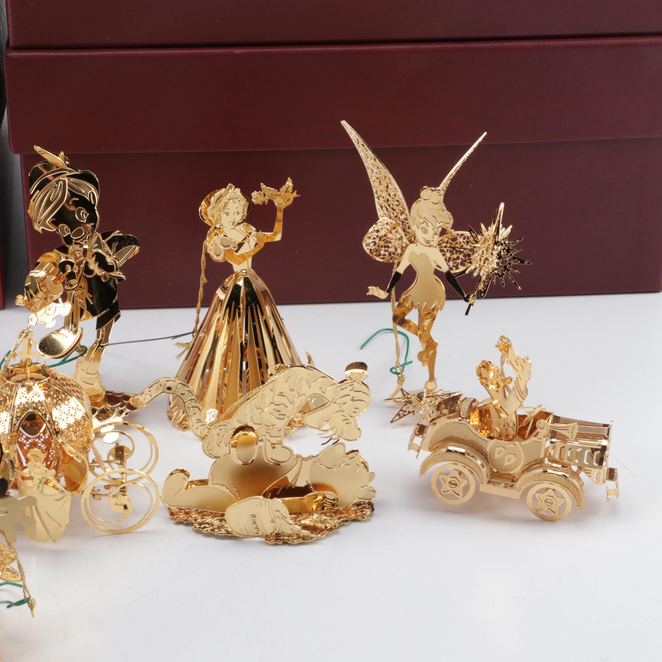 Danbury Mint Disney Christmas and Other Gold Collection Ornaments