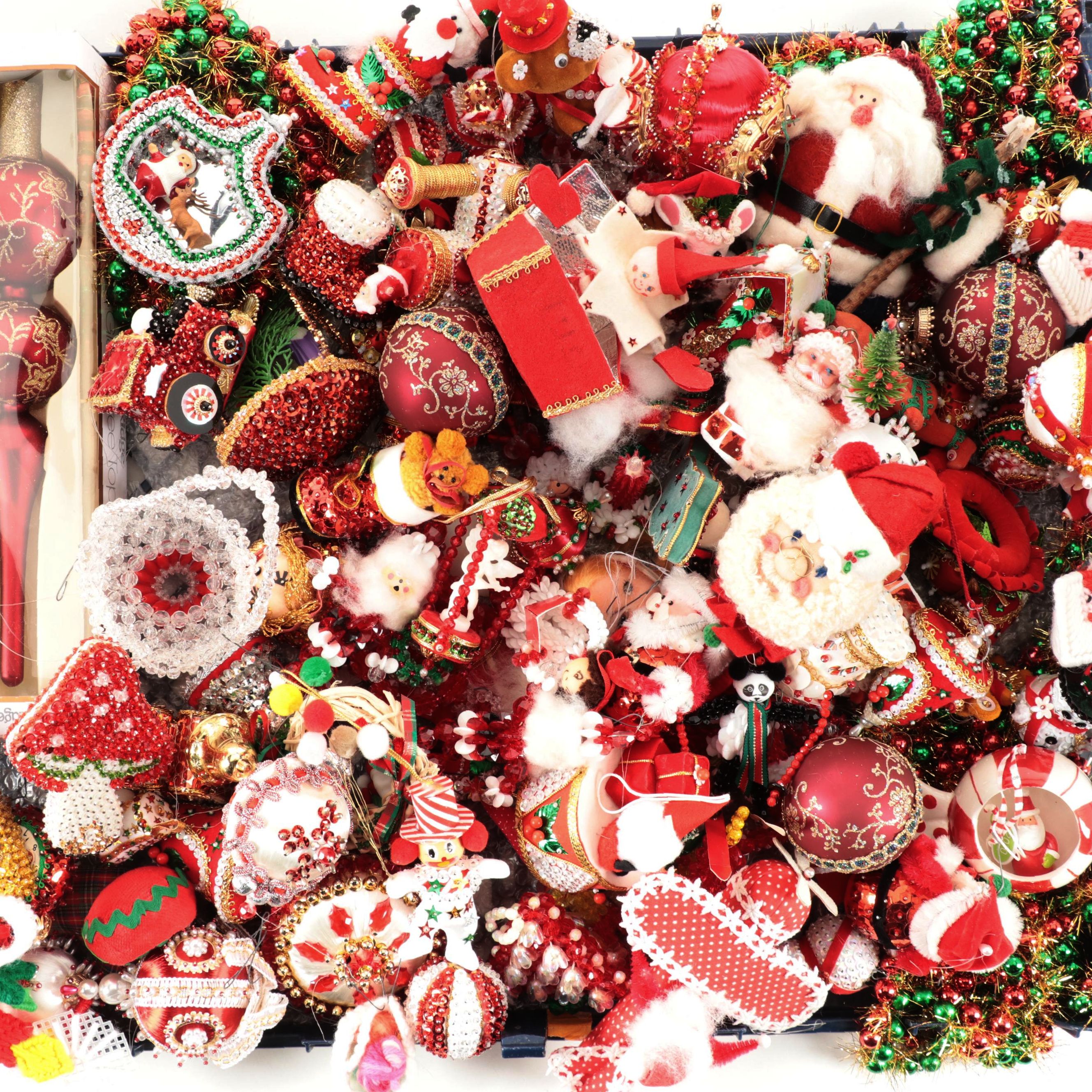 Handmade Christmas Ornaments Including Beaded and More, Mid to Late 20th Century