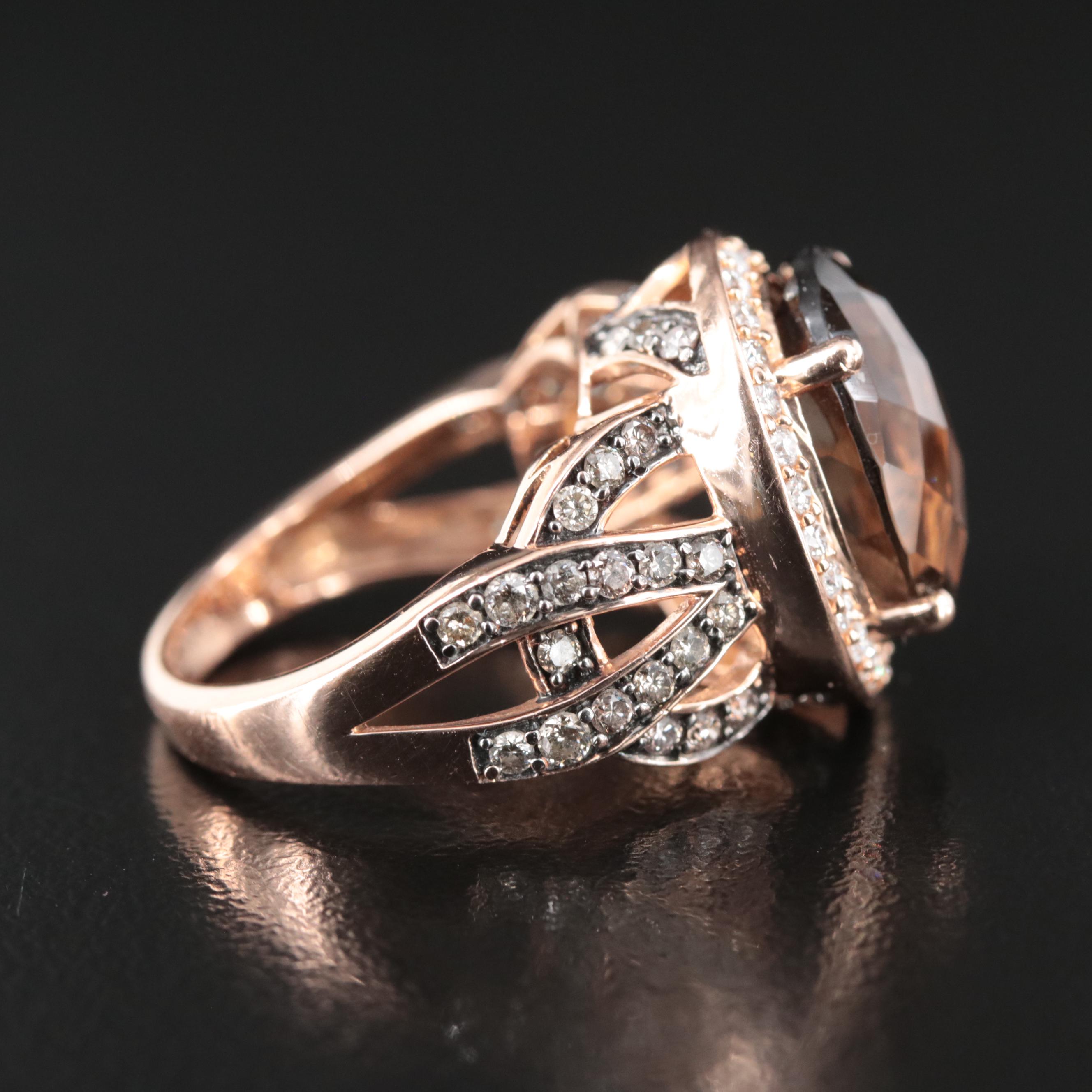 Le Vian 14K Rose Gold Smoky Quartz and 1.33 CTW Diamond Ring