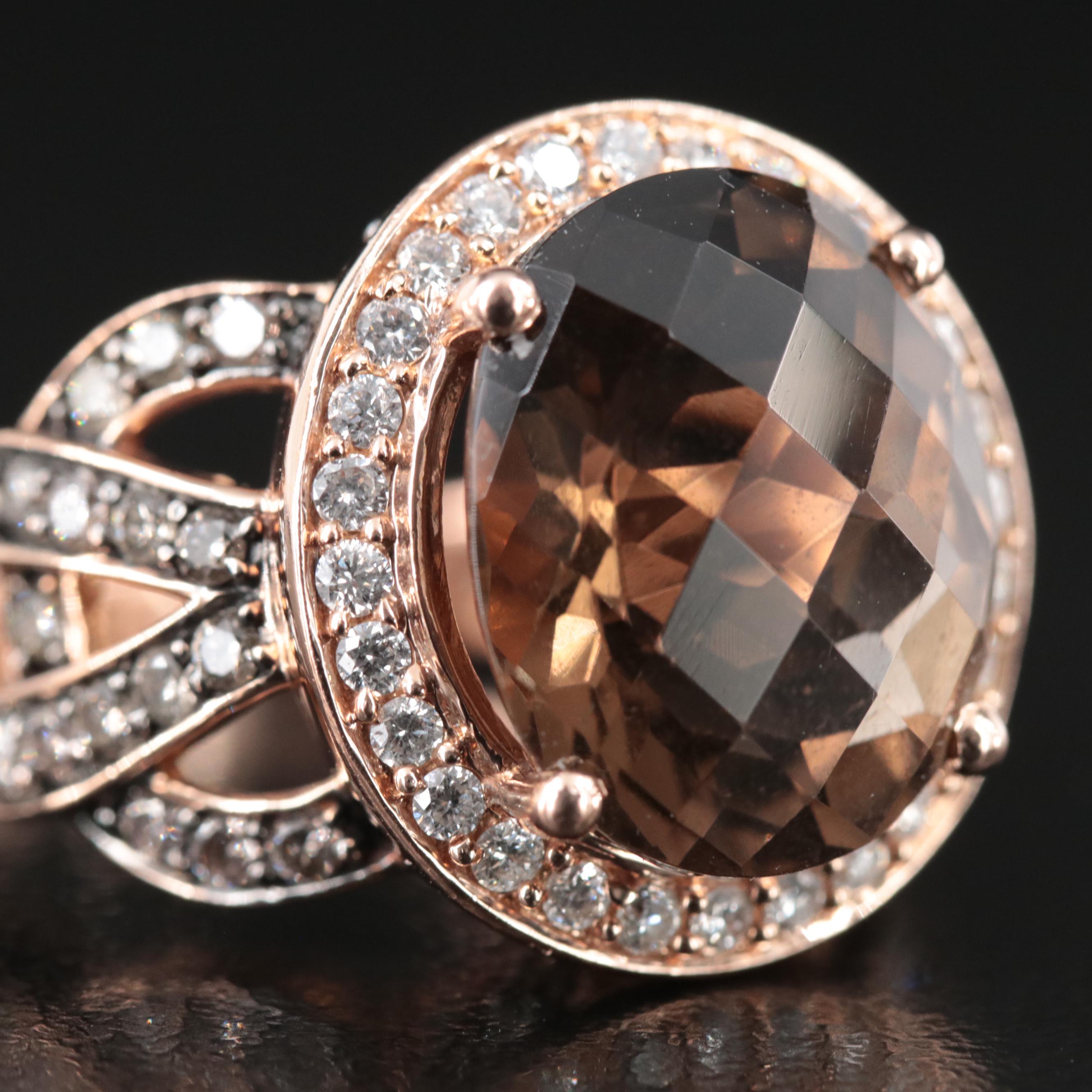 Le Vian 14K Rose Gold Smoky Quartz and 1.33 CTW Diamond Ring