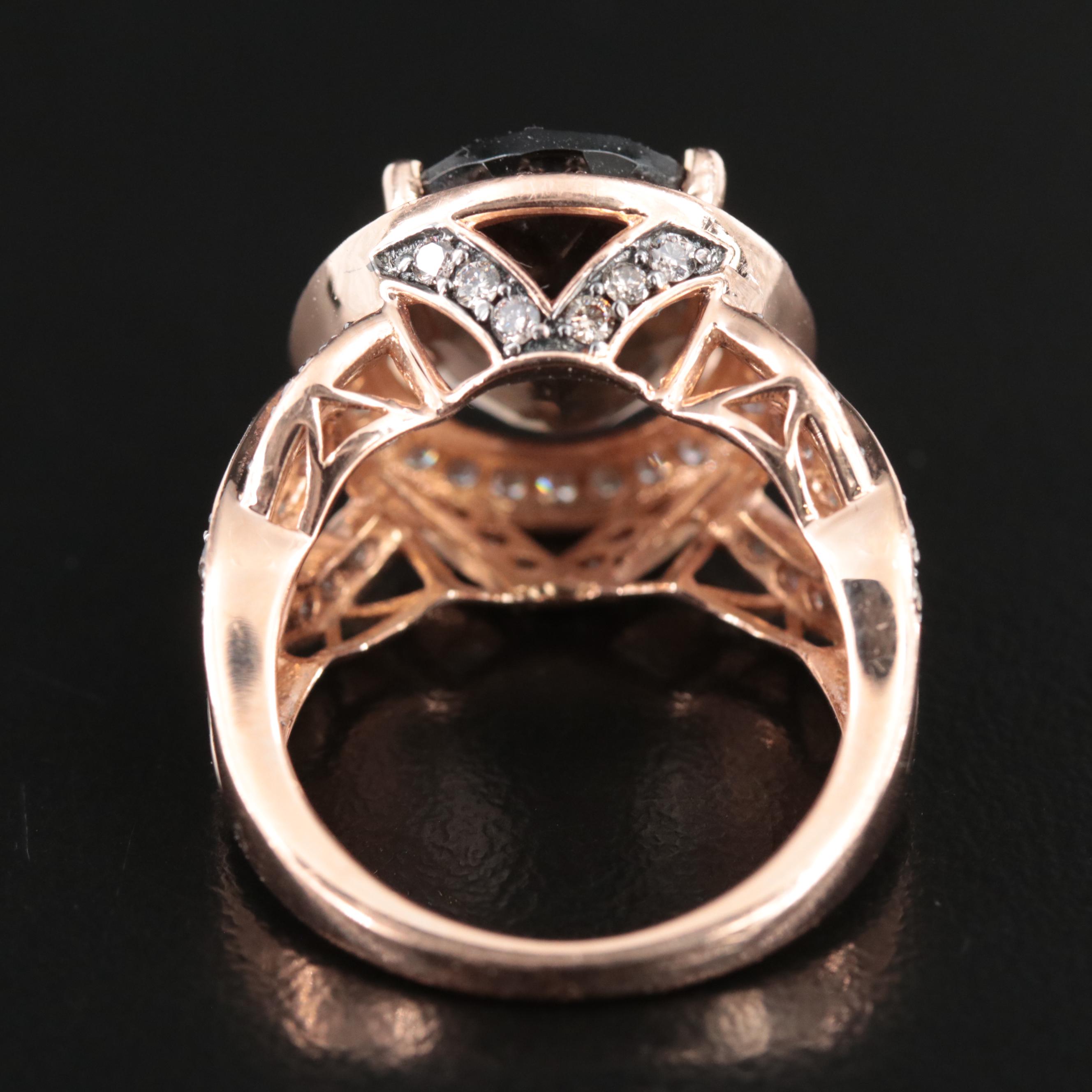 Le Vian 14K Rose Gold Smoky Quartz and 1.33 CTW Diamond Ring