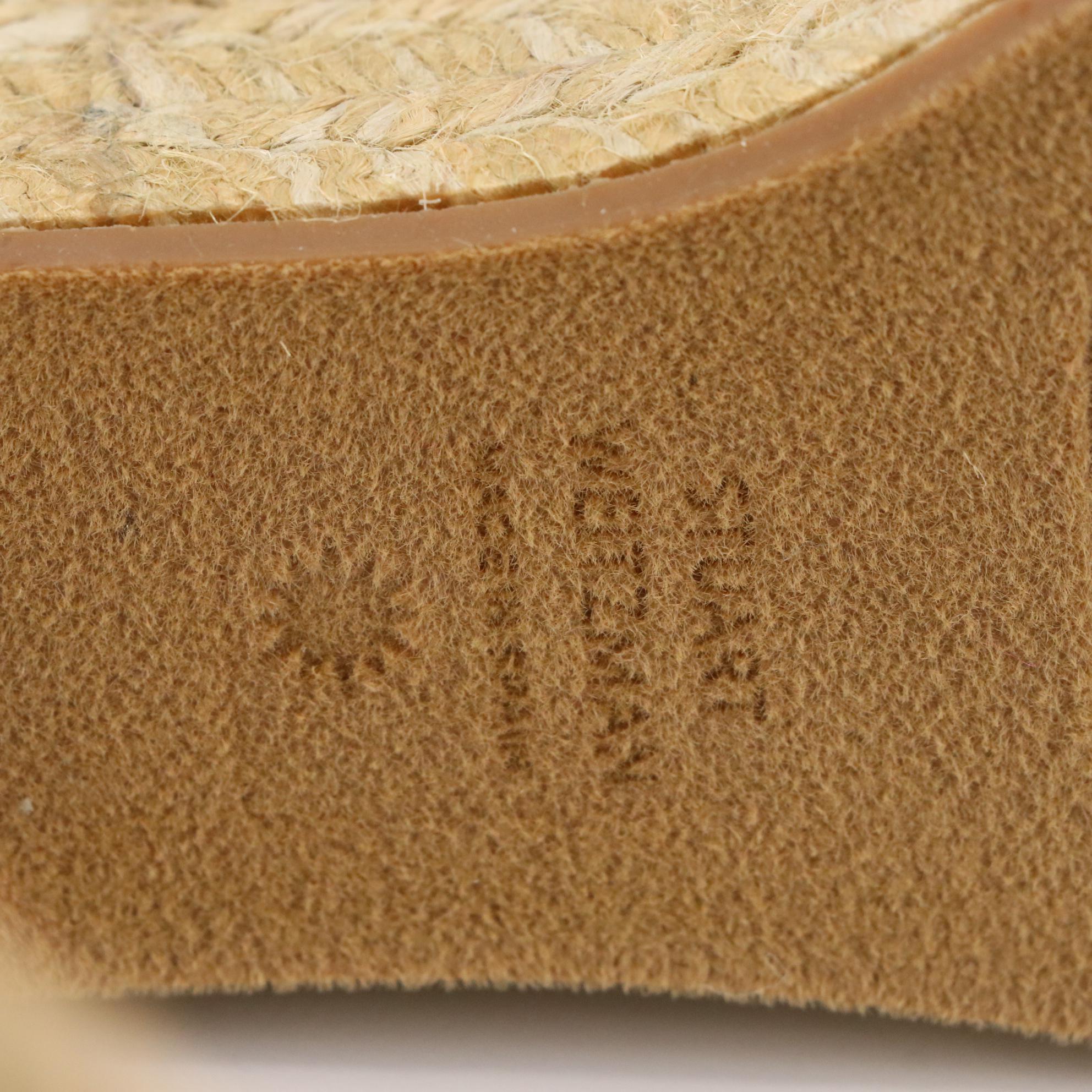 Stuart Weitzman Black Suede and Tan Leather Espadrille Wedge Sandals, New in Box