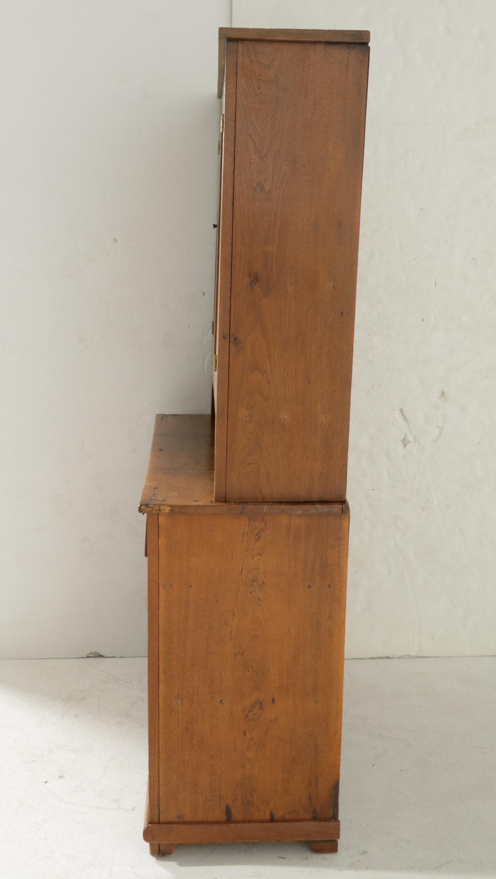 American Primitive Mixed Hardwoods Stepback Cupboard, 19th Century