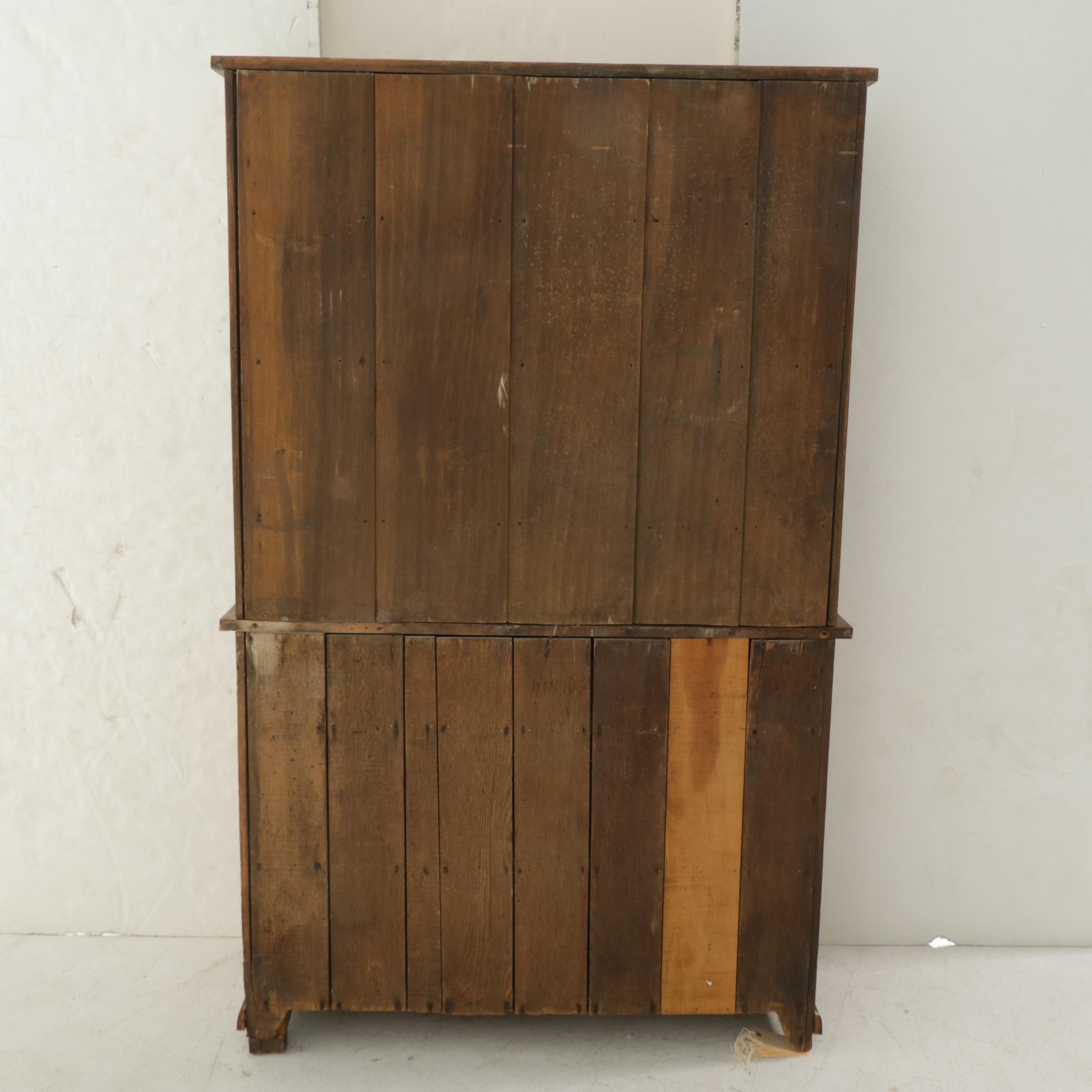 American Primitive Mixed Hardwoods Stepback Cupboard, 19th Century