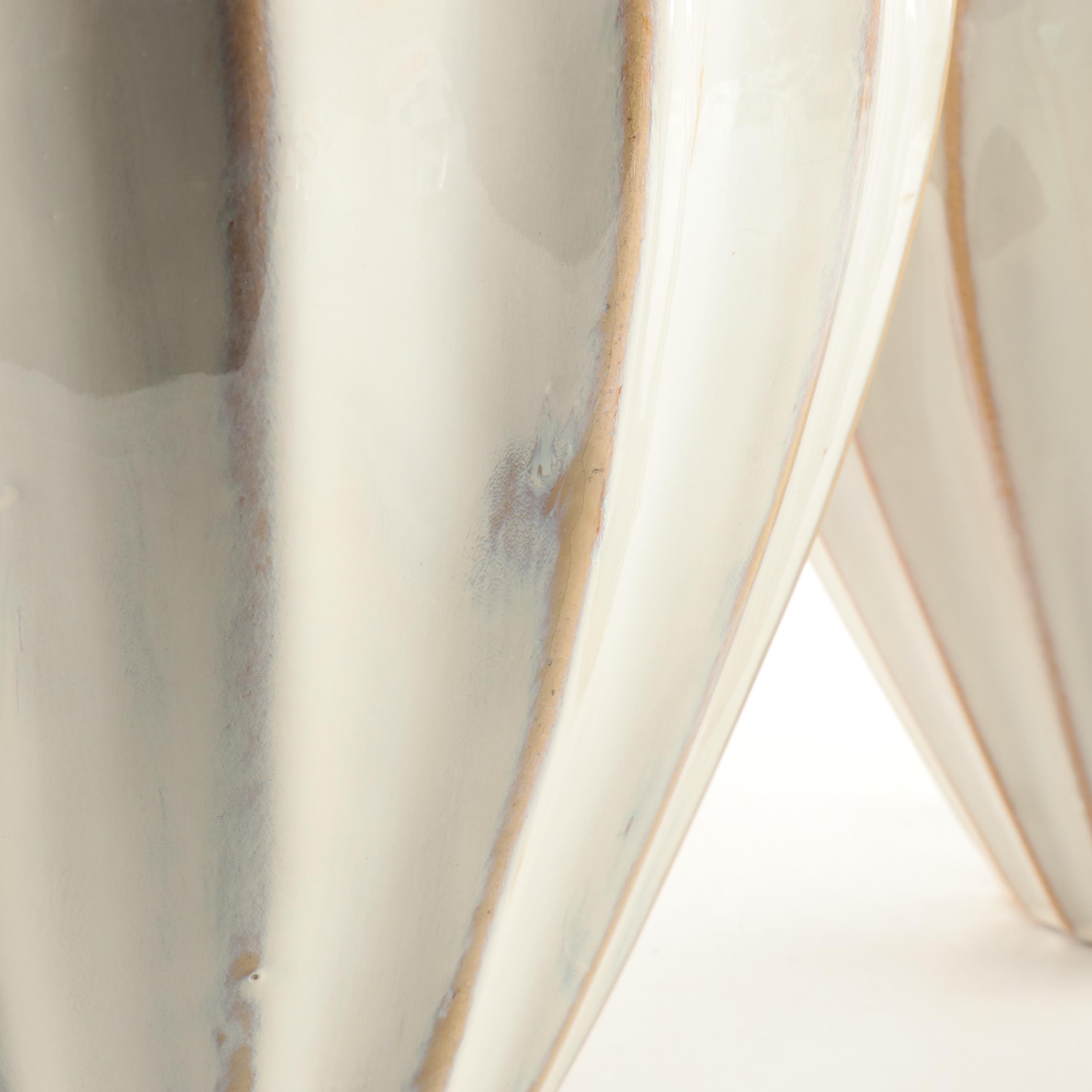 Pier 1 Ivory Glazed Ribbed Earthenware Vases