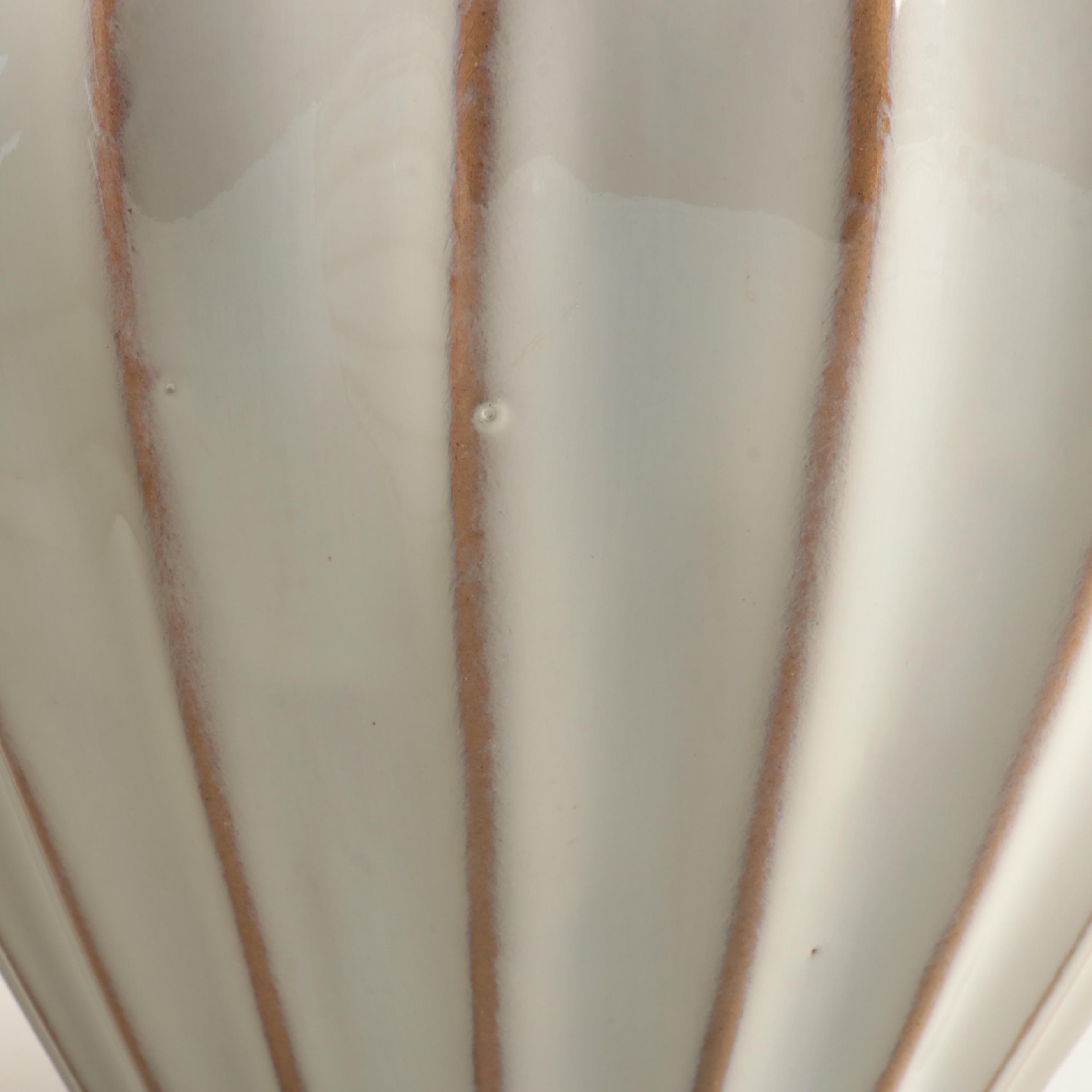 Pier 1 Ivory Glazed Ribbed Earthenware Vases