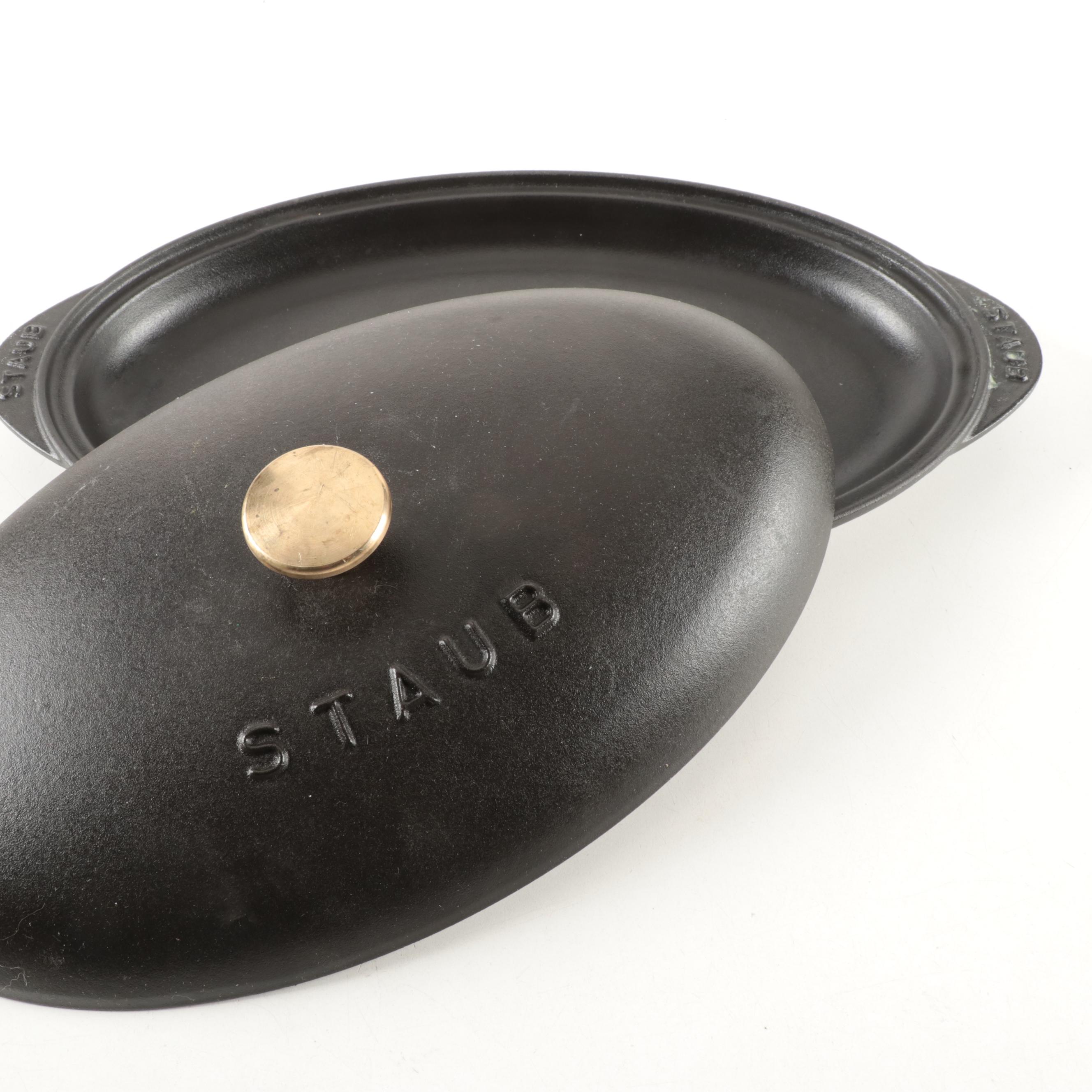 Staub French Cast Iron Covered Fish Pans