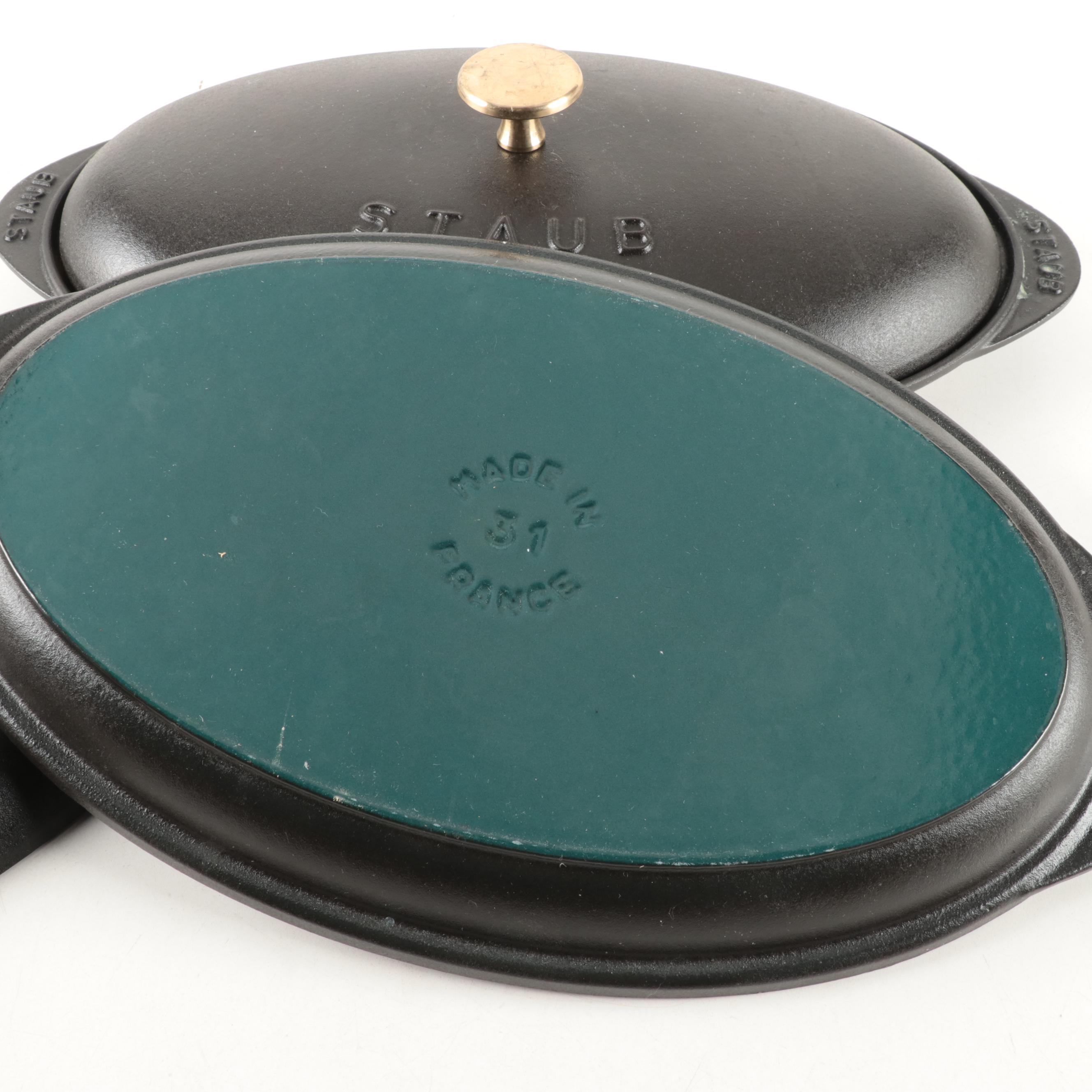 Staub French Cast Iron Covered Fish Pans