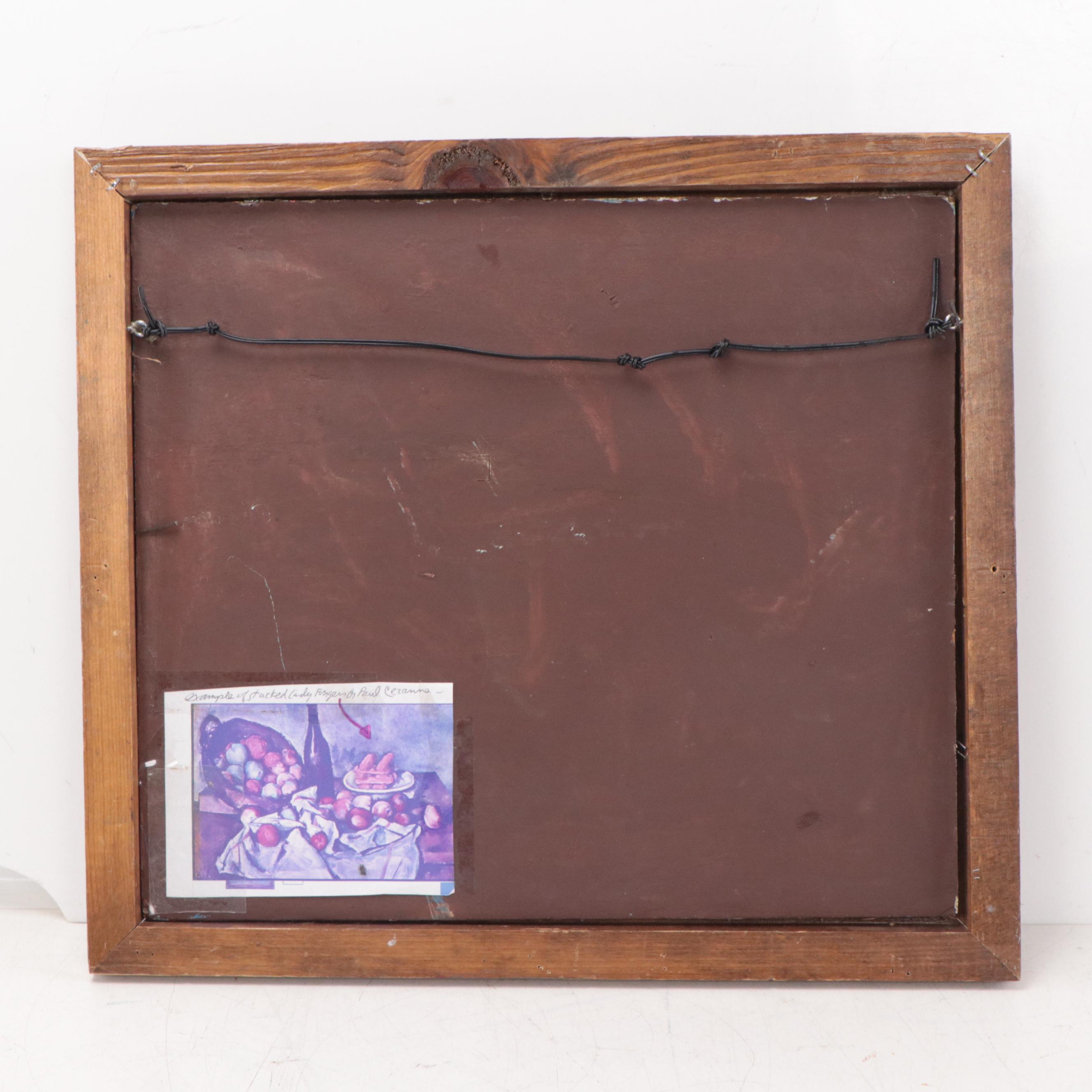 Oil Painting Still Life with Stacked Ladyfingers, Bottle and Grapes EBTH