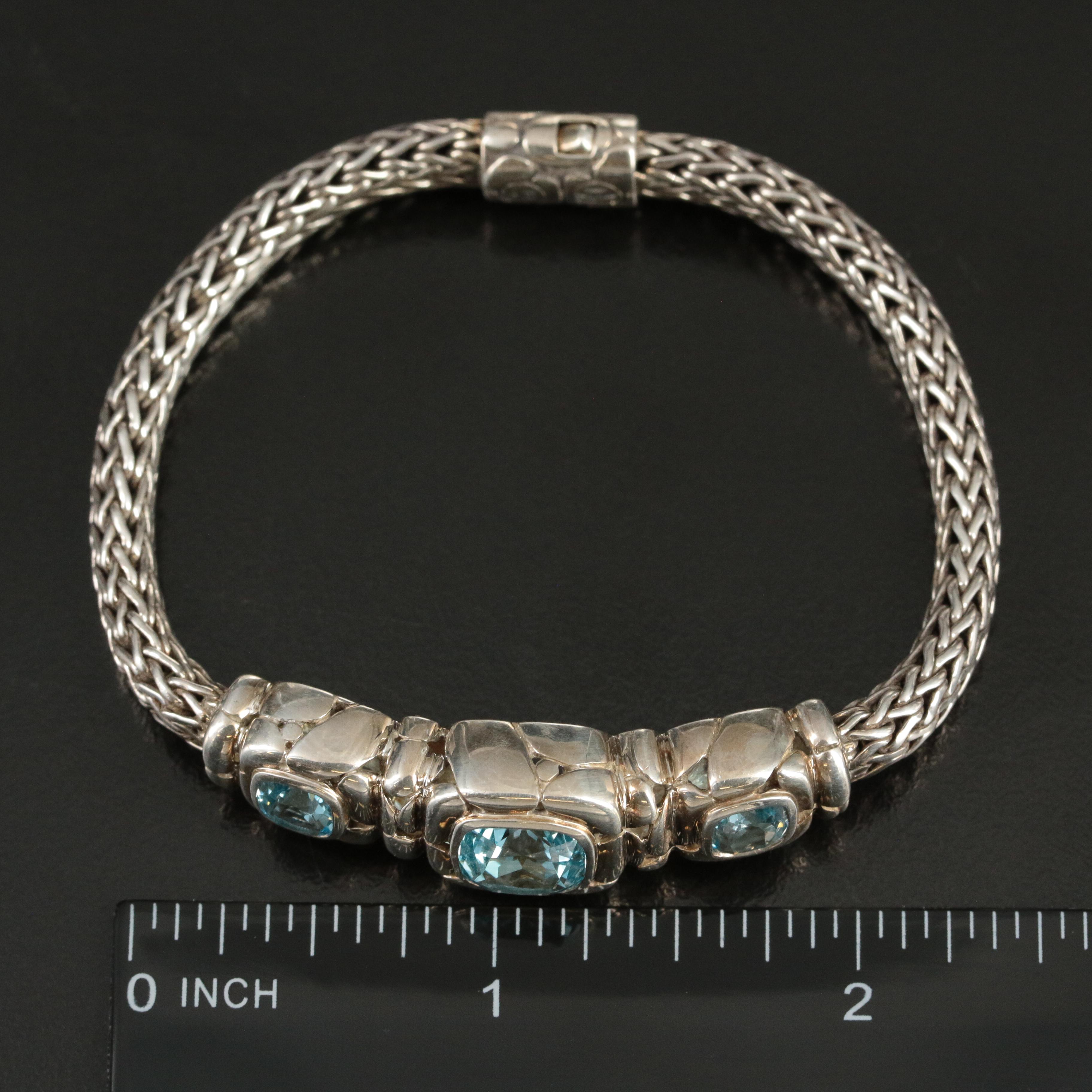 John Hardy "Kali Pebble" Blue Topaz Bracelet