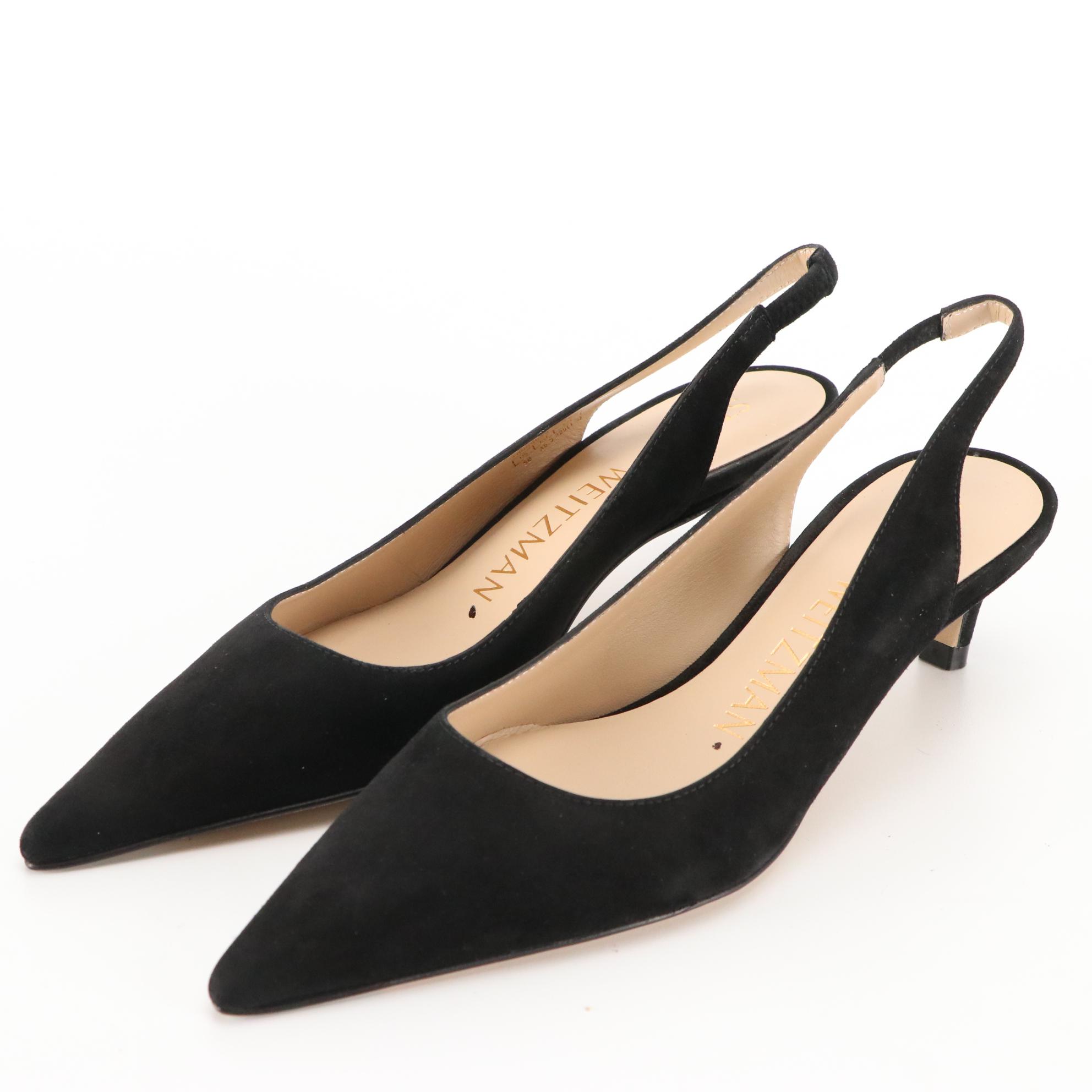 Stuart Weitzman Black Suede Slingbacks and Sandals with Burgundy Loafers, NIB