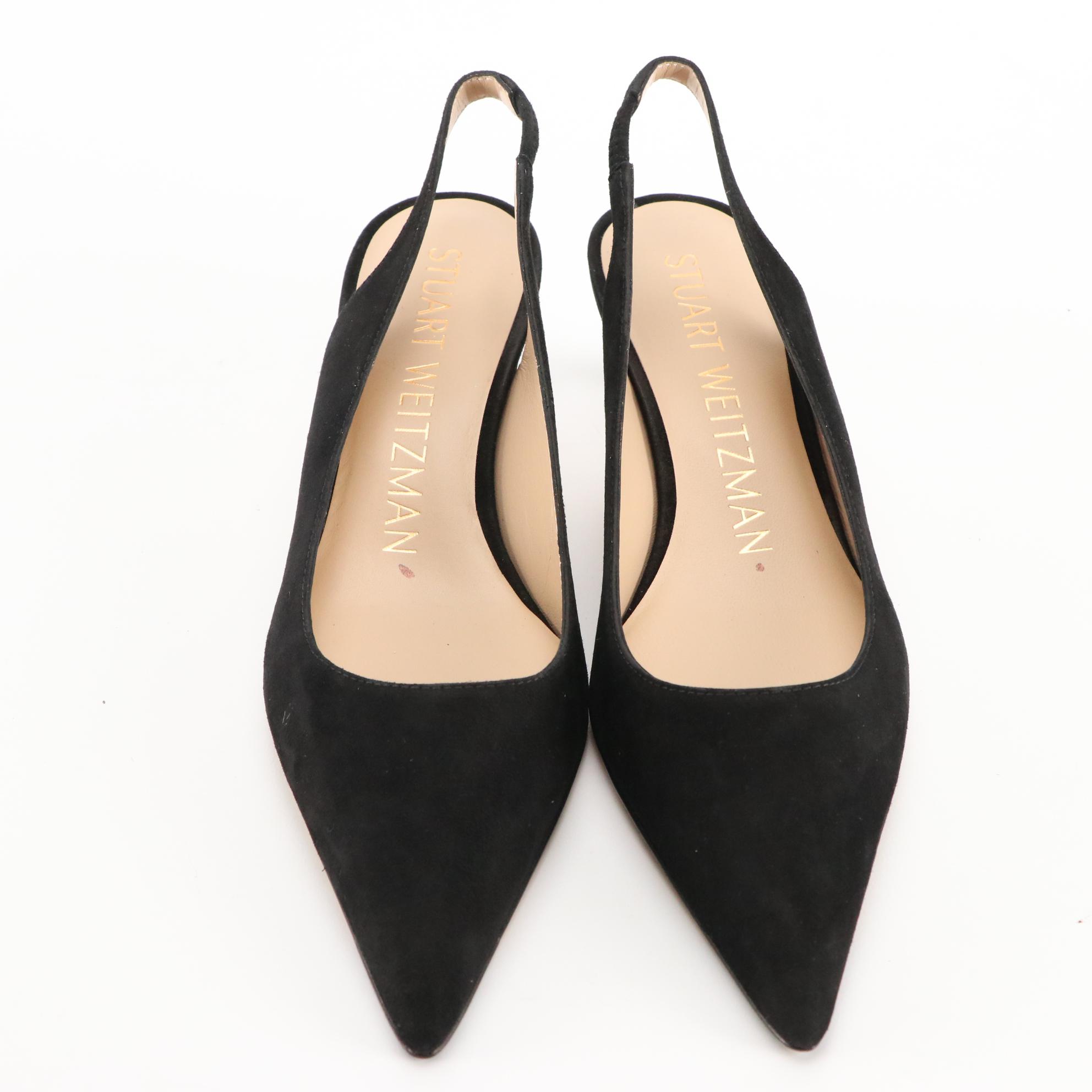 Stuart Weitzman Black Suede Slingbacks and Sandals with Burgundy Loafers, NIB