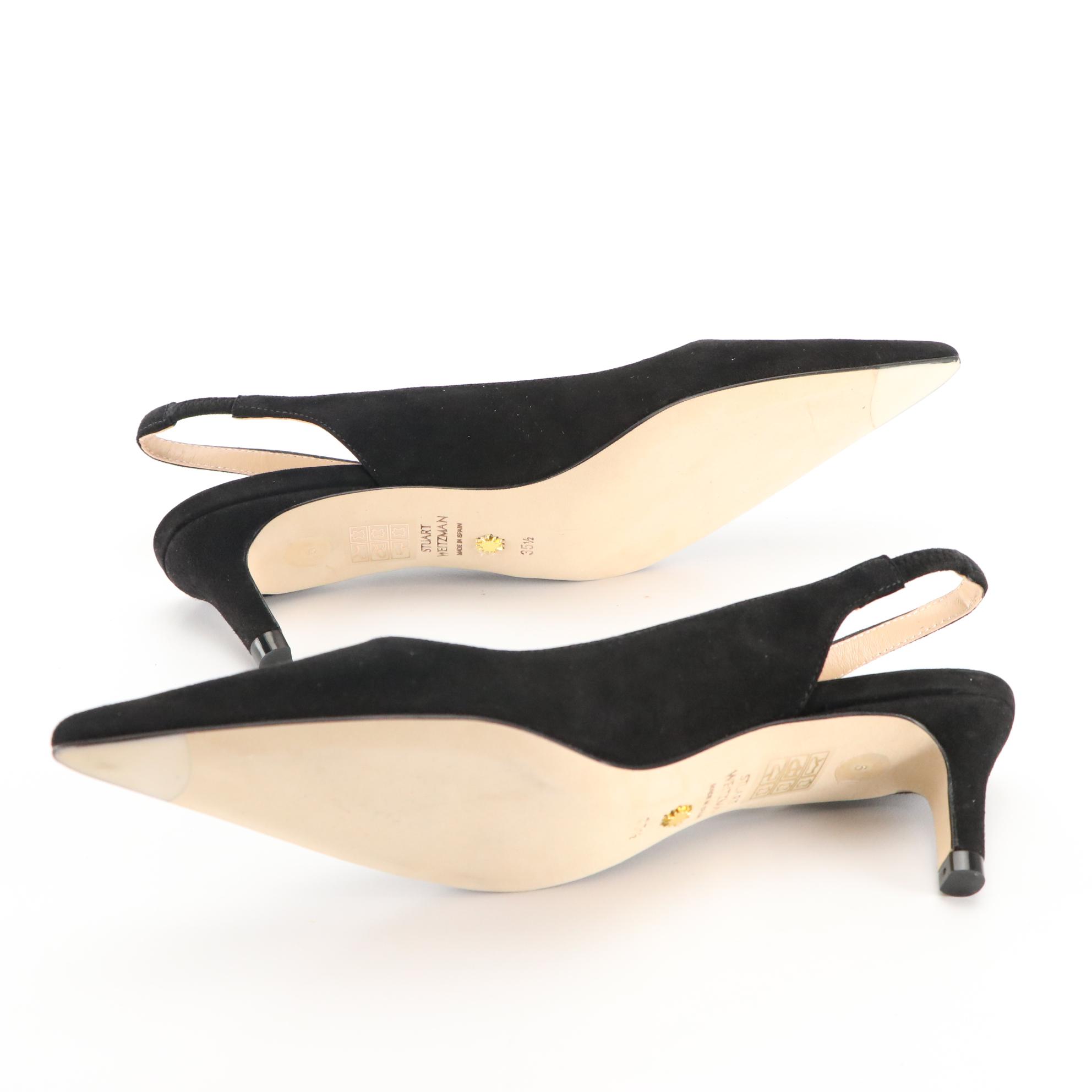 Stuart Weitzman Black Suede Slingbacks and Sandals with Burgundy Loafers, NIB