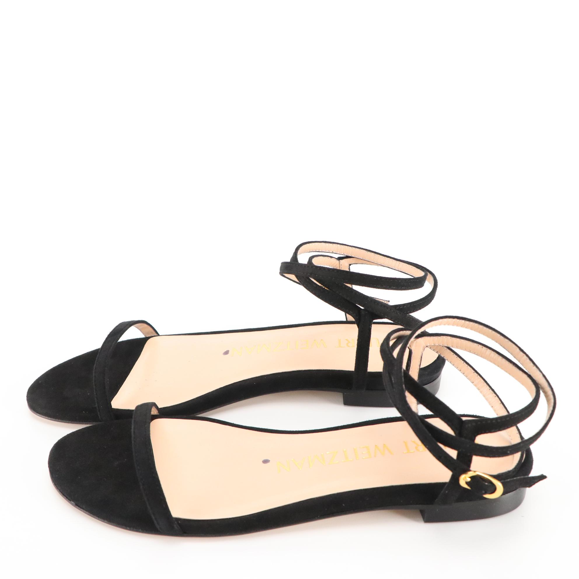 Stuart Weitzman Black Suede Slingbacks and Sandals with Burgundy Loafers, NIB