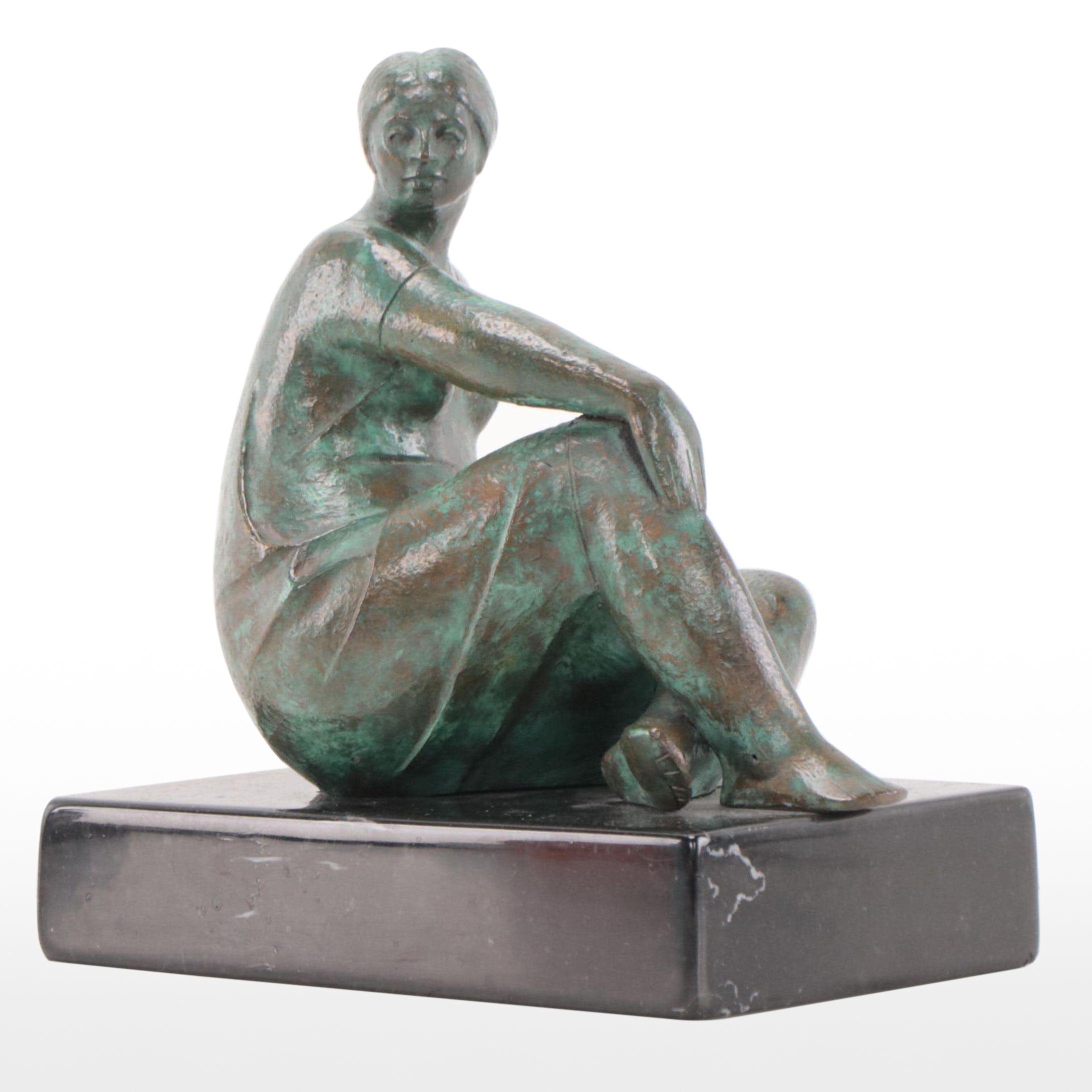 Bronze Sculpture of Sitting Woman