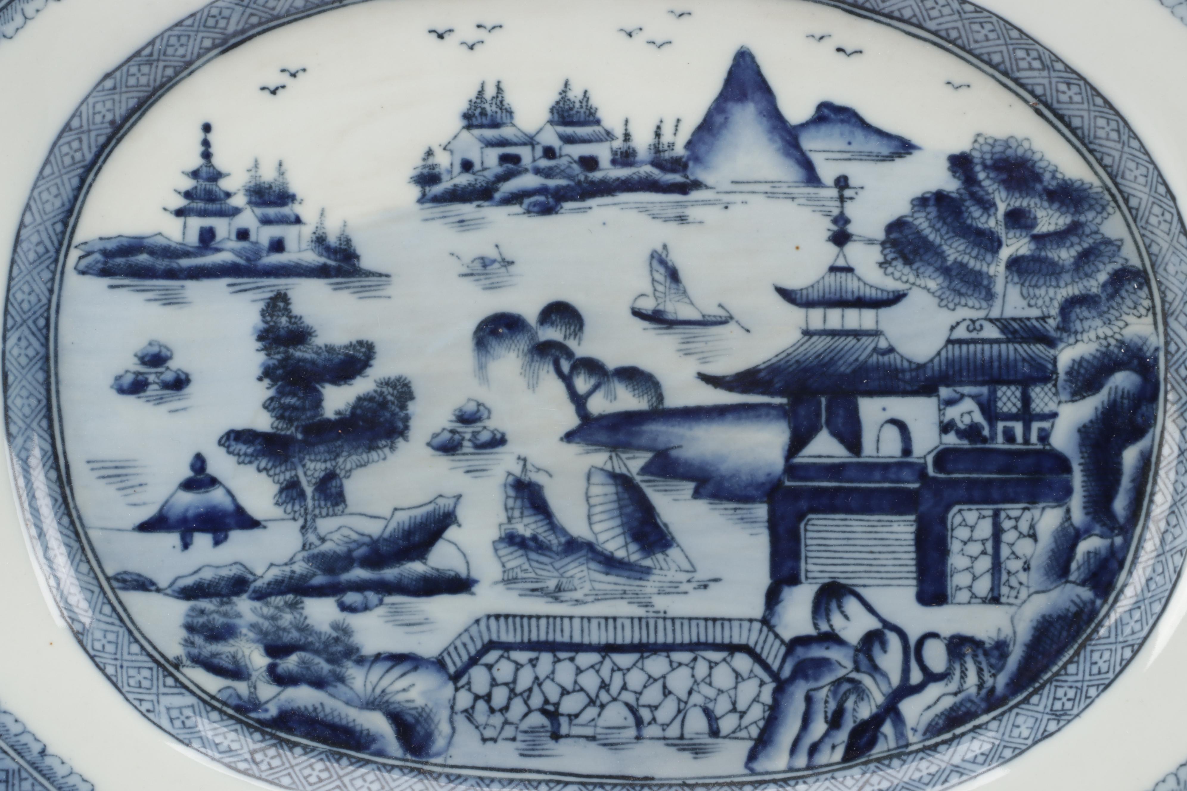 United Wilson Porcelain Factory Canton Style Platter and Reticulated Plates