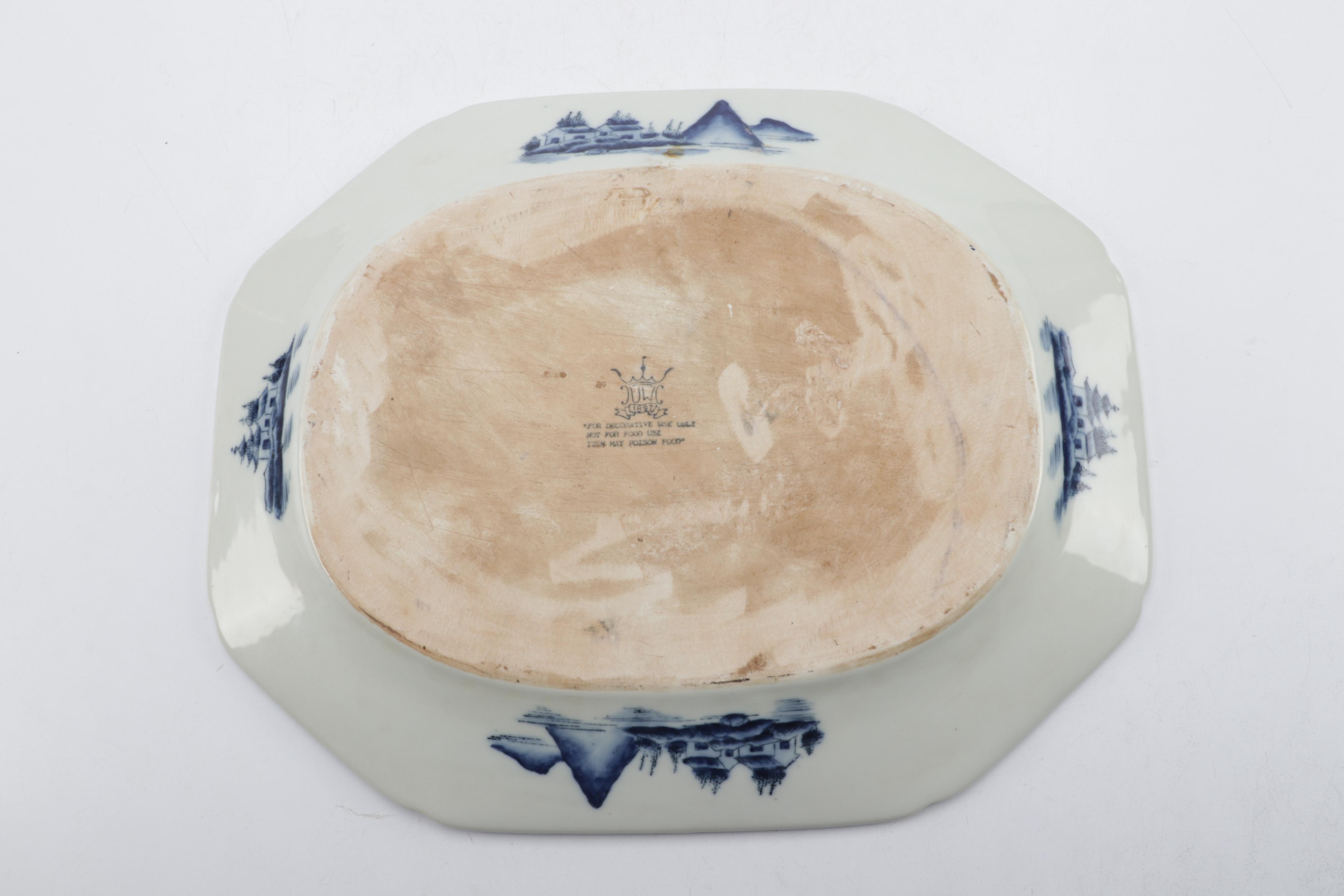 United Wilson Porcelain Factory Canton Style Platter and Reticulated Plates