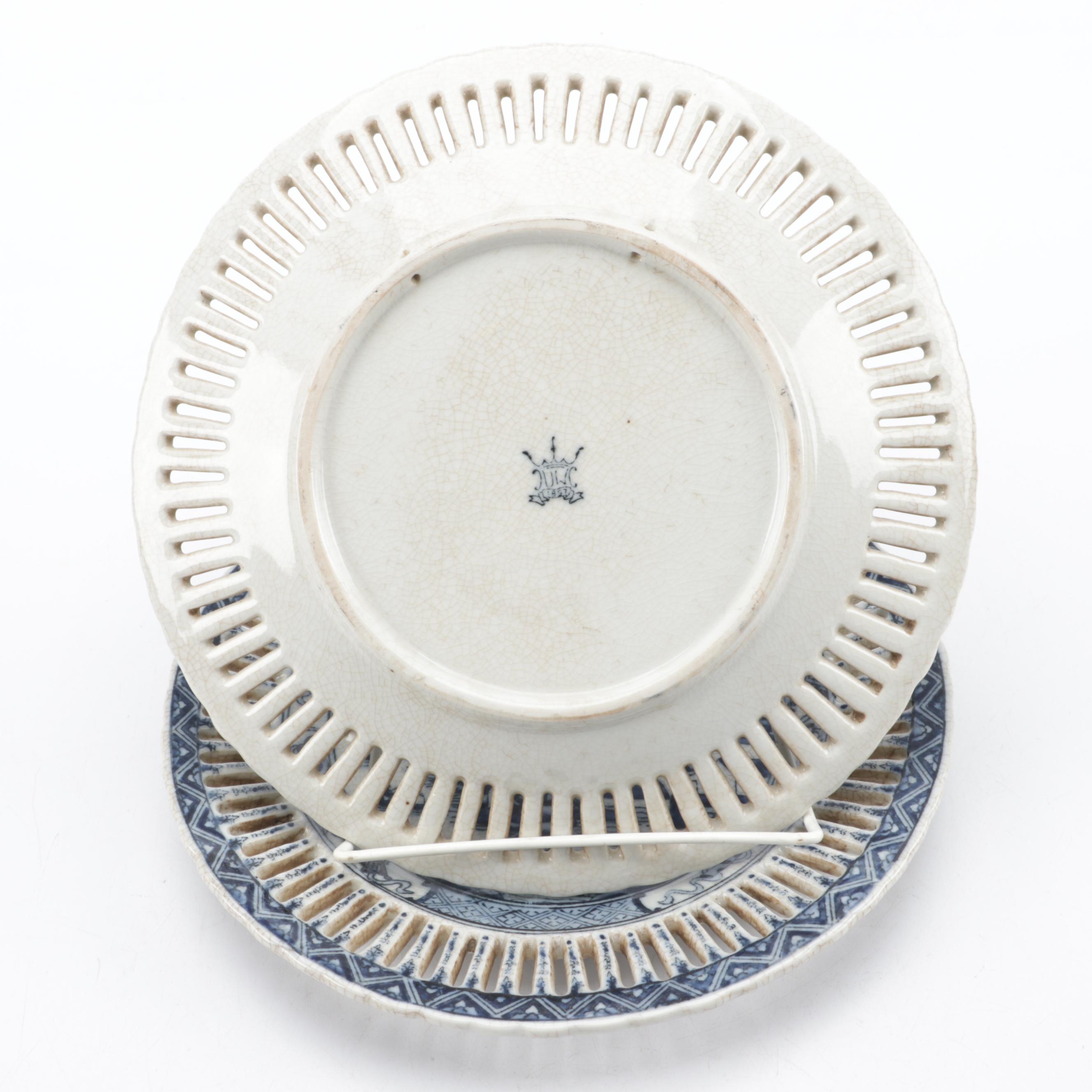 United Wilson Porcelain Factory Canton Style Platter and Reticulated Plates