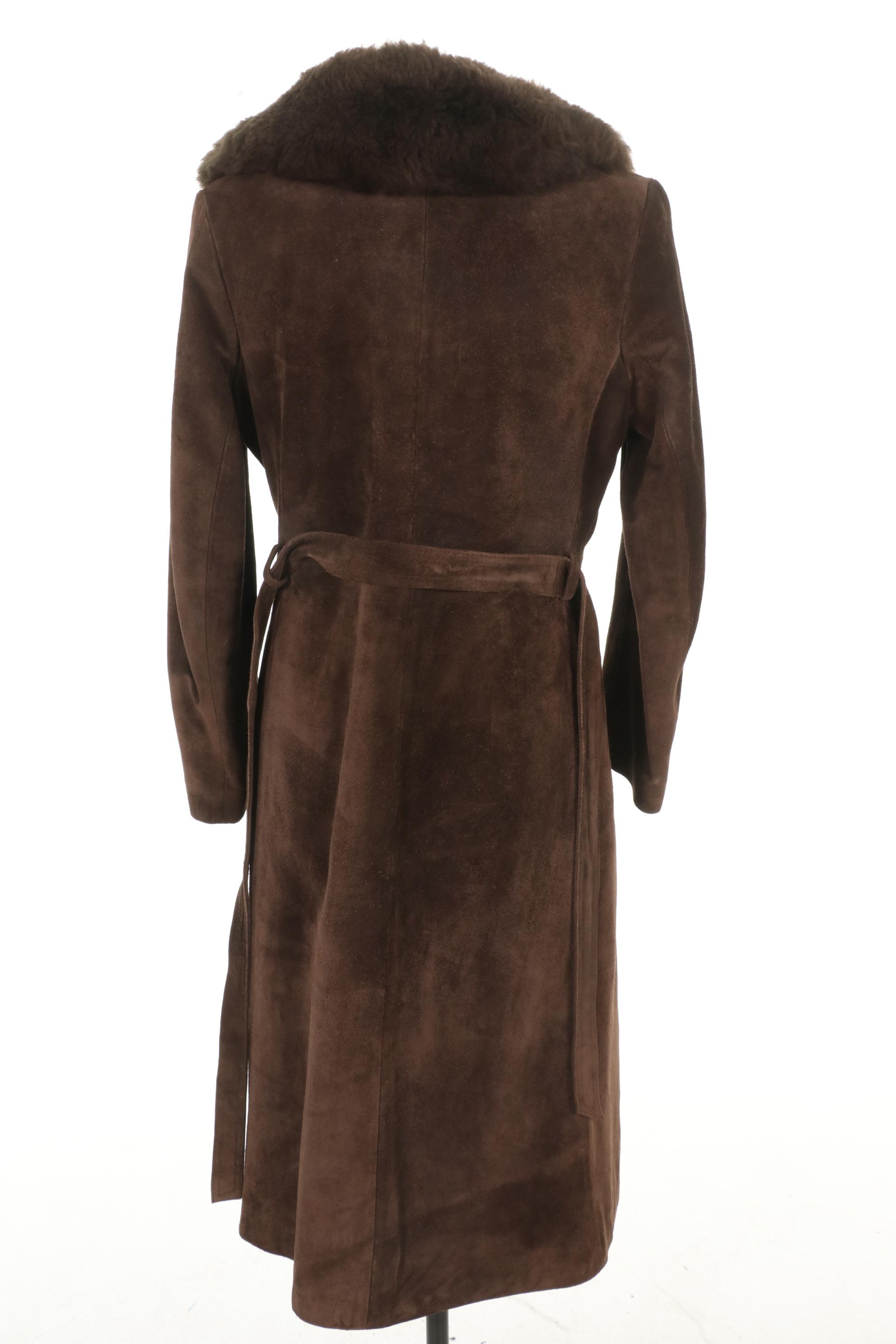Saks Fifth Avenue Suede and Shearling Full length Coat