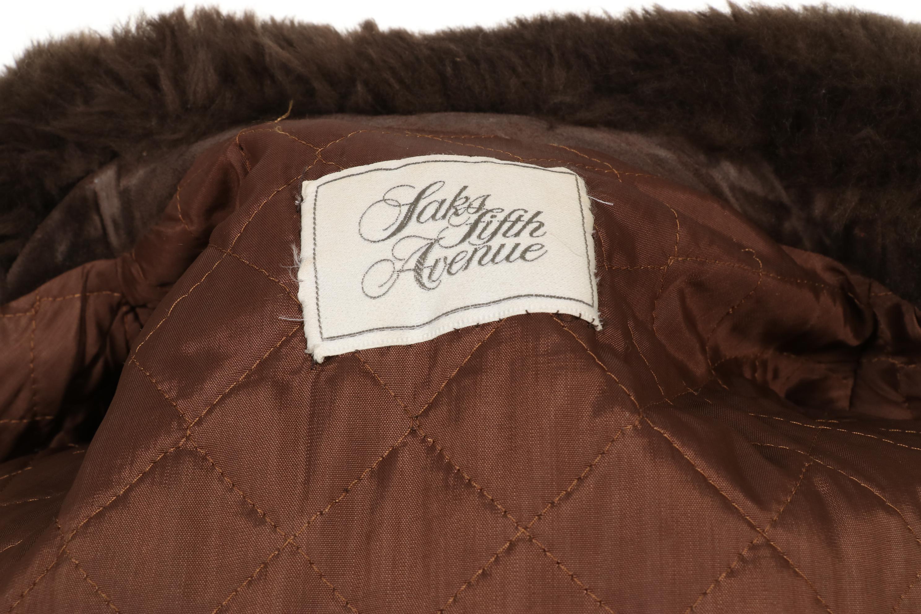 Saks Fifth Avenue Suede and Shearling Full length Coat