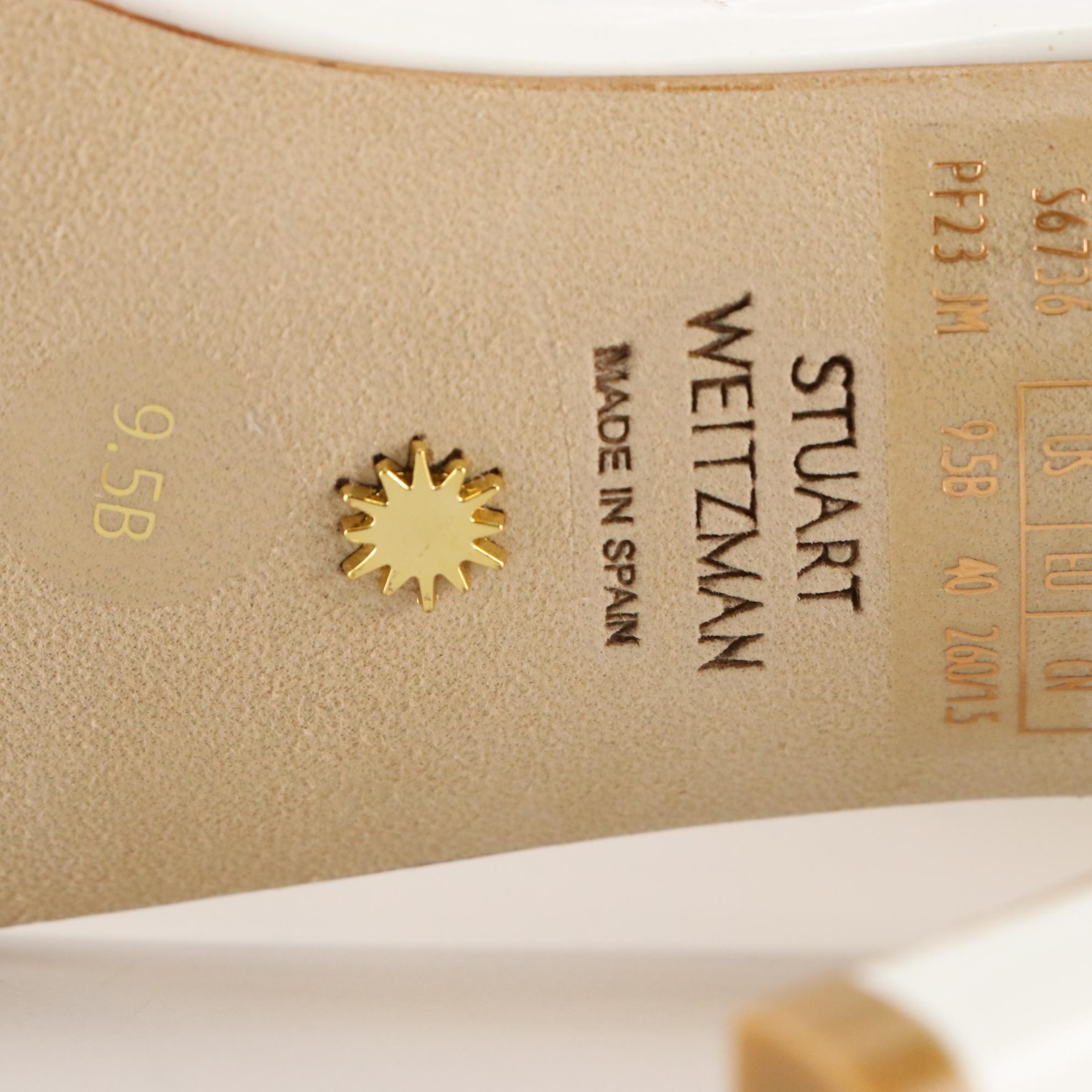 Stuart Weitzman Black Leather and White Patent Leather Dress Sandals, New in Box