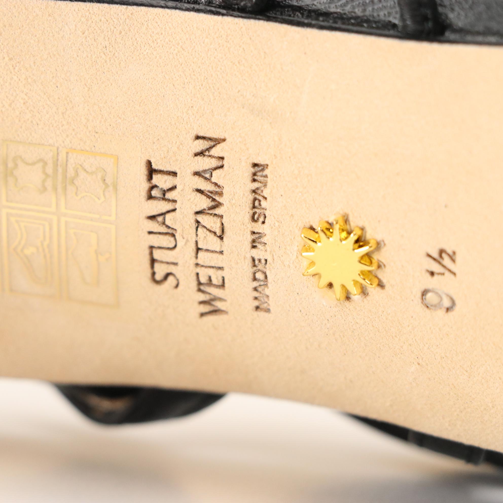 Stuart Weitzman Black Leather and White Patent Leather Dress Sandals, New in Box