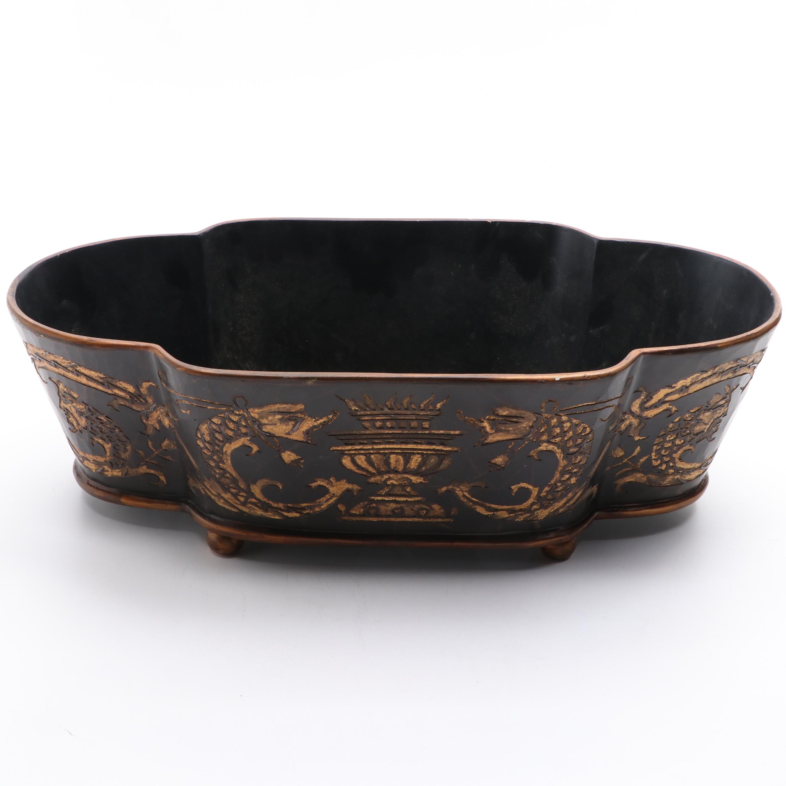 Rococo Style Wooden Stencil Decorated Planter