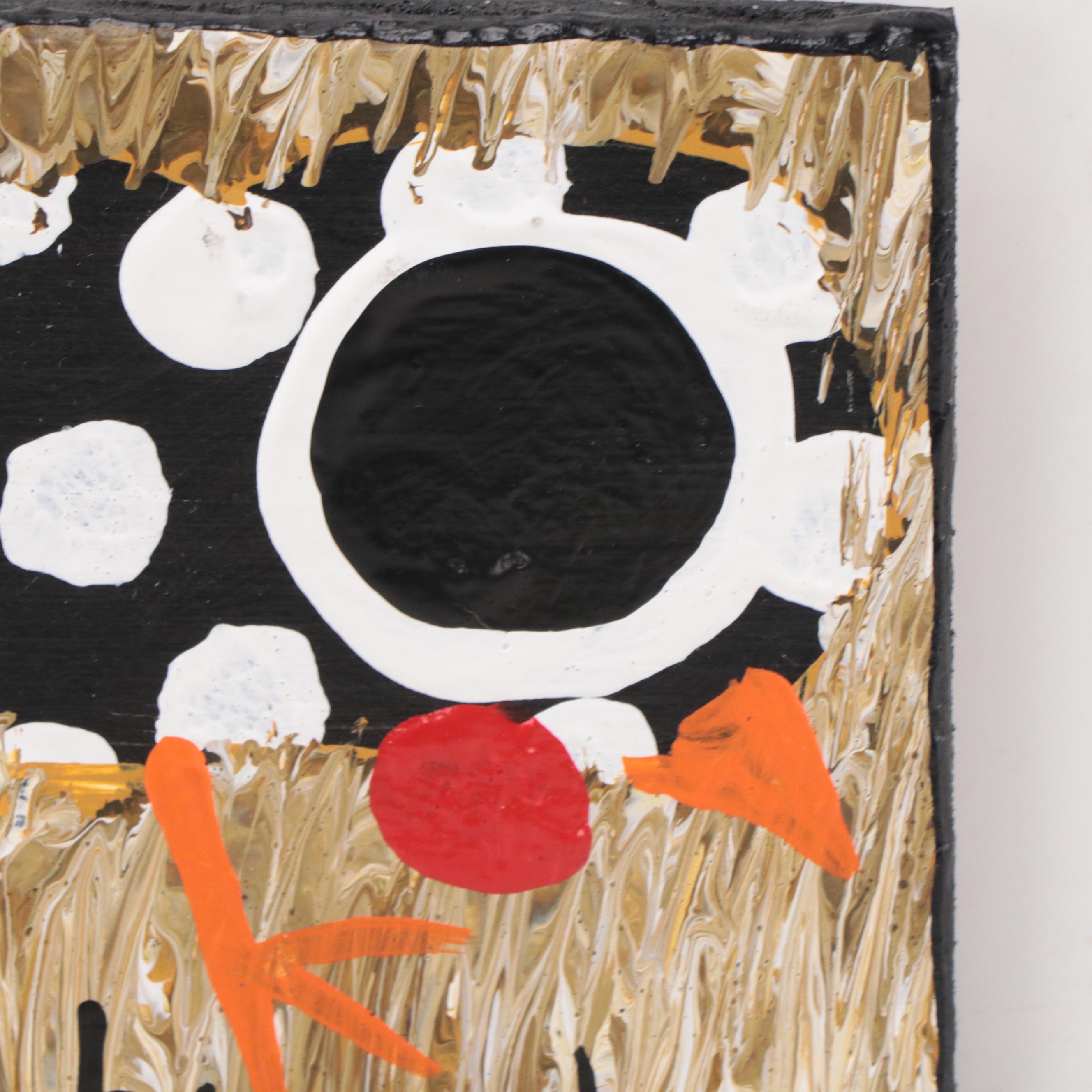 John “Cornbread” Anderson Outsider Art Acrylic Painting "Chick," 21st Century