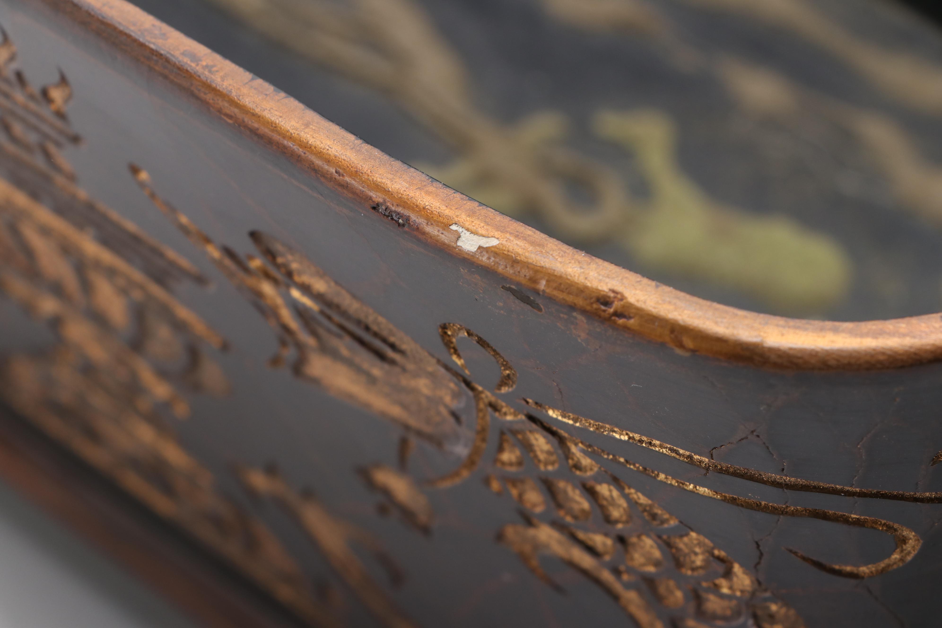 Rococo Style Wooden Stencil Decorated Planter