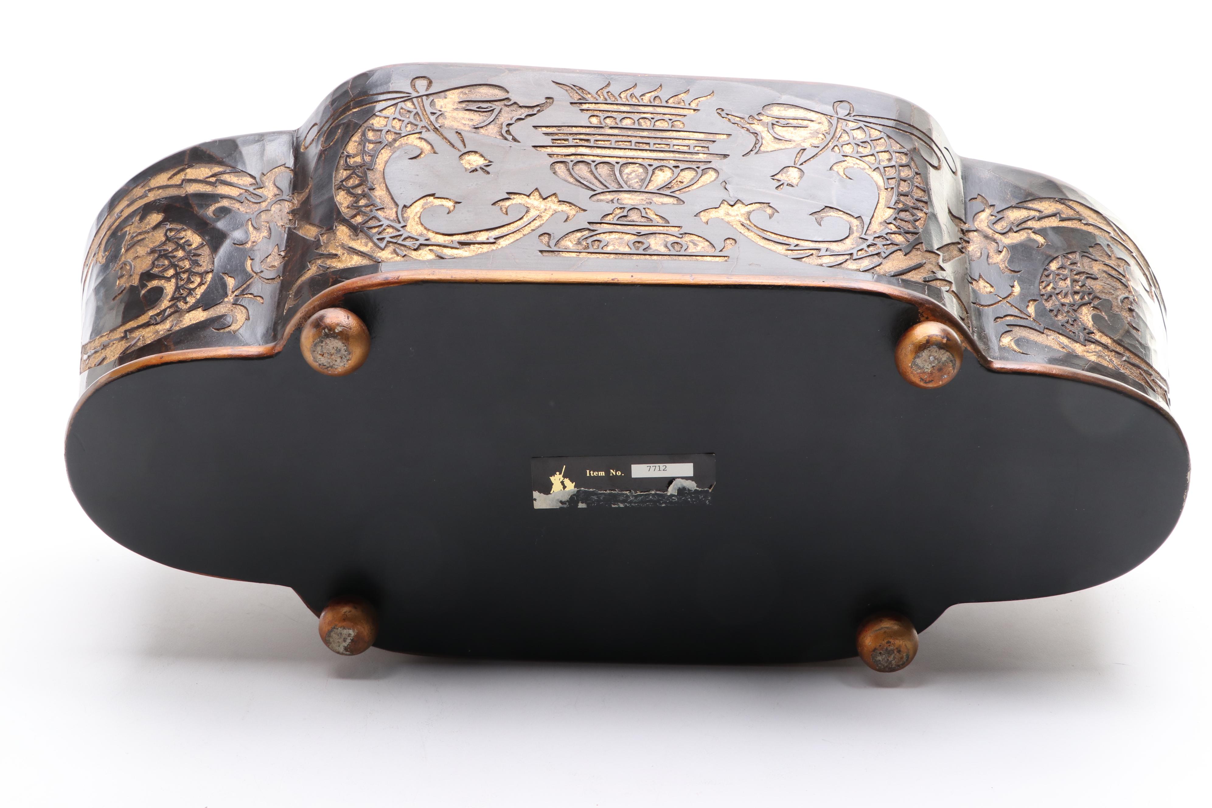 Rococo Style Wooden Stencil Decorated Planter