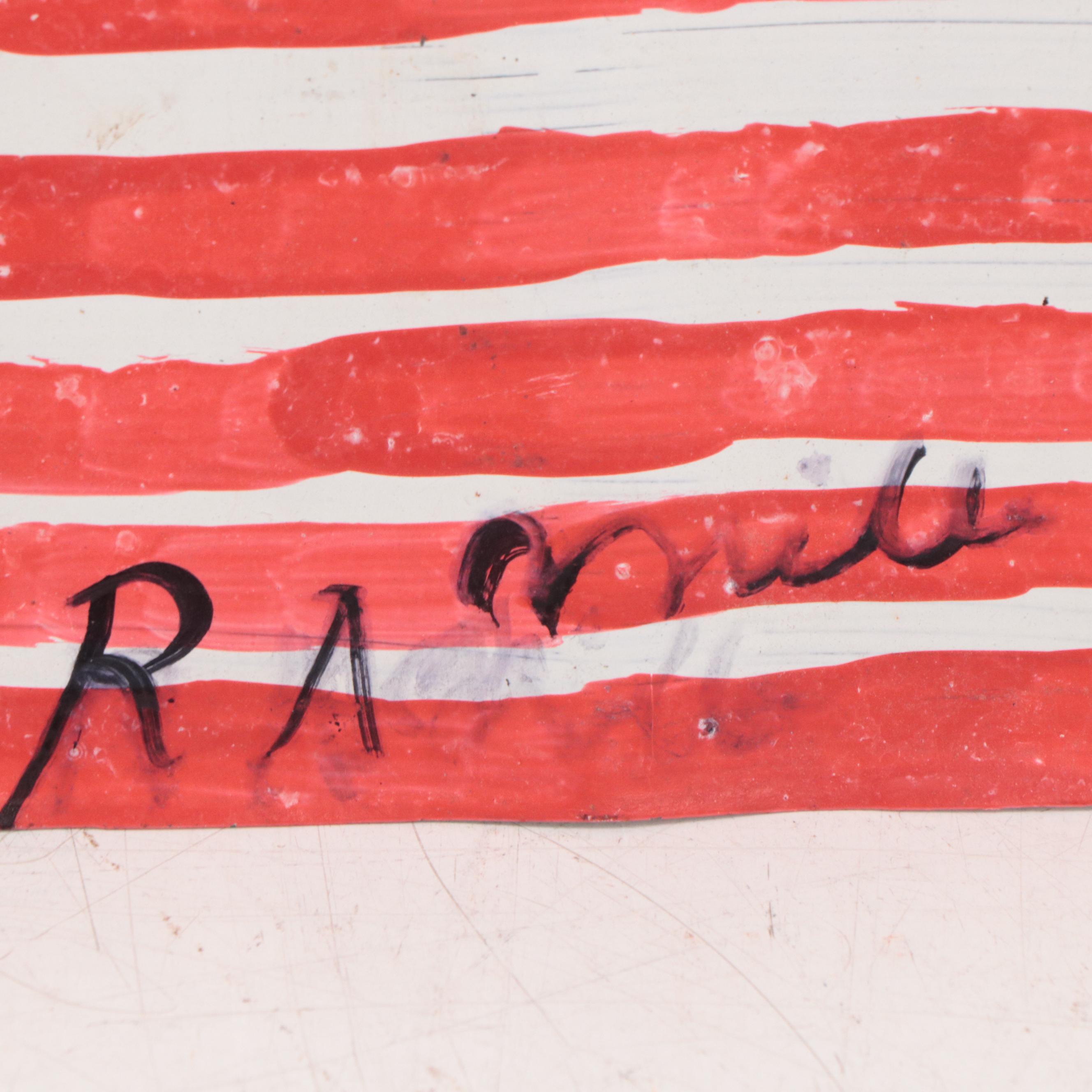 R.A. Miller Folk Art Painting on Tin of American Flag