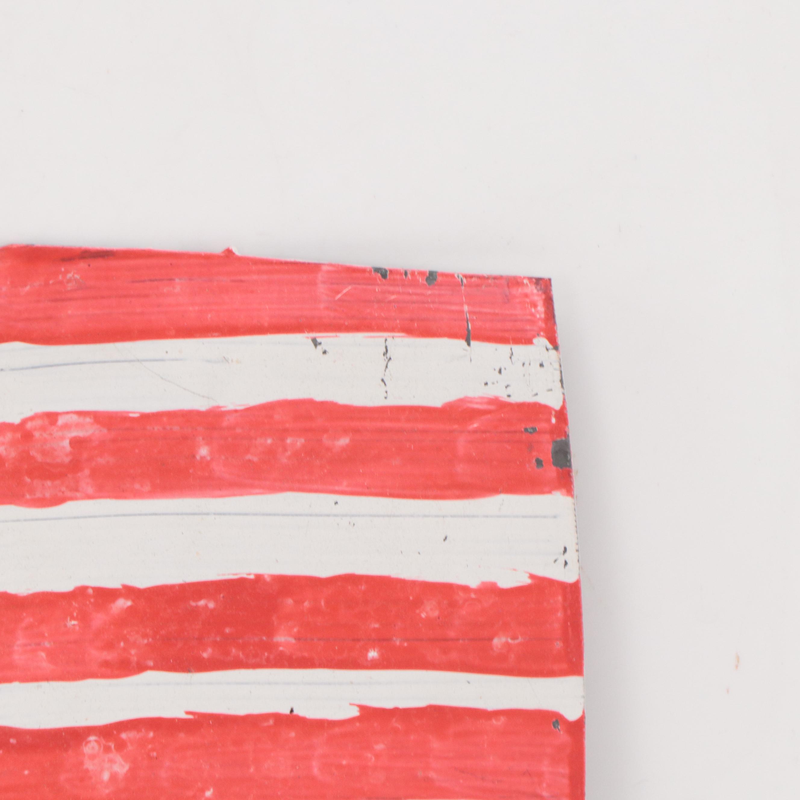 R.A. Miller Folk Art Painting on Tin of American Flag