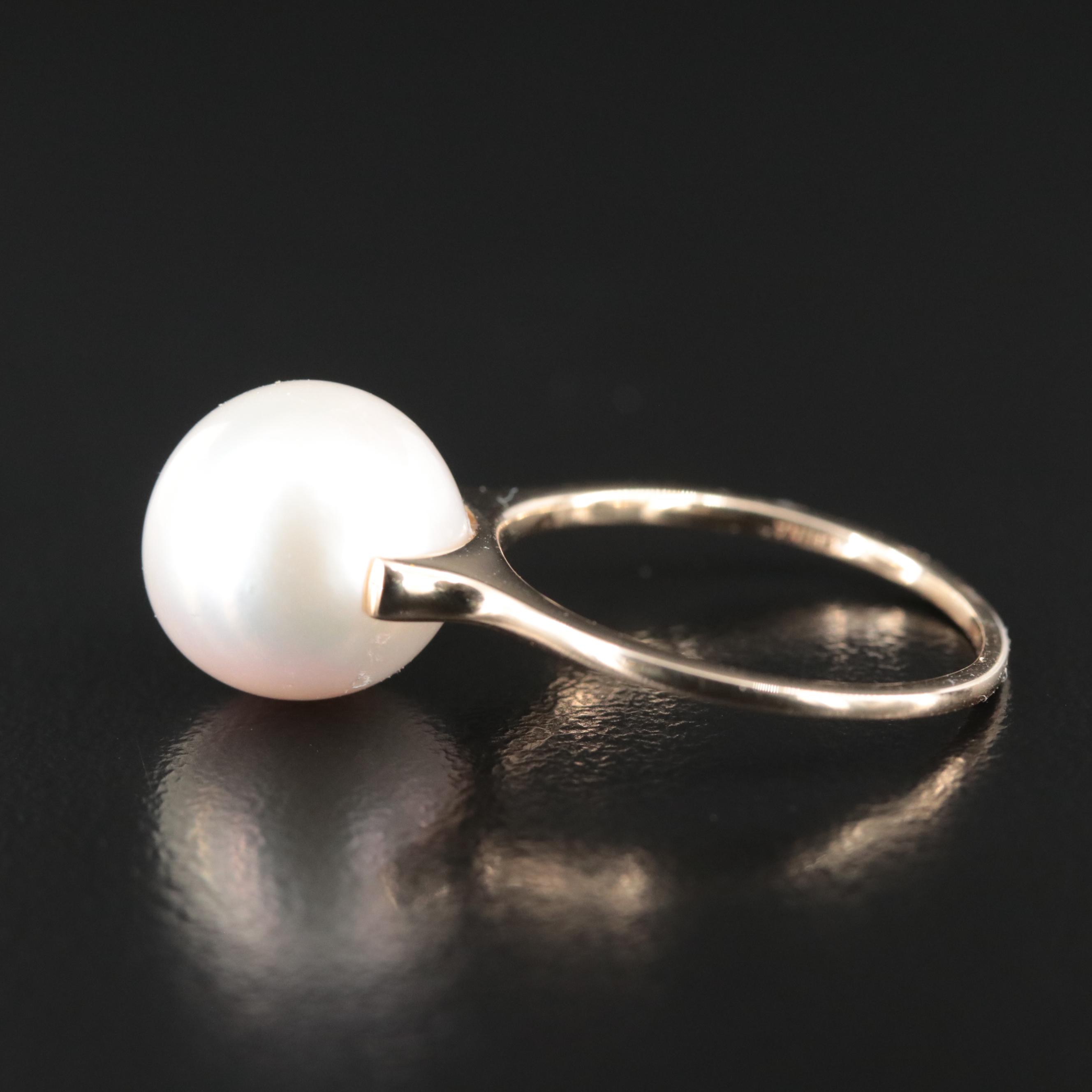 10K Pearl Solitaire Ring