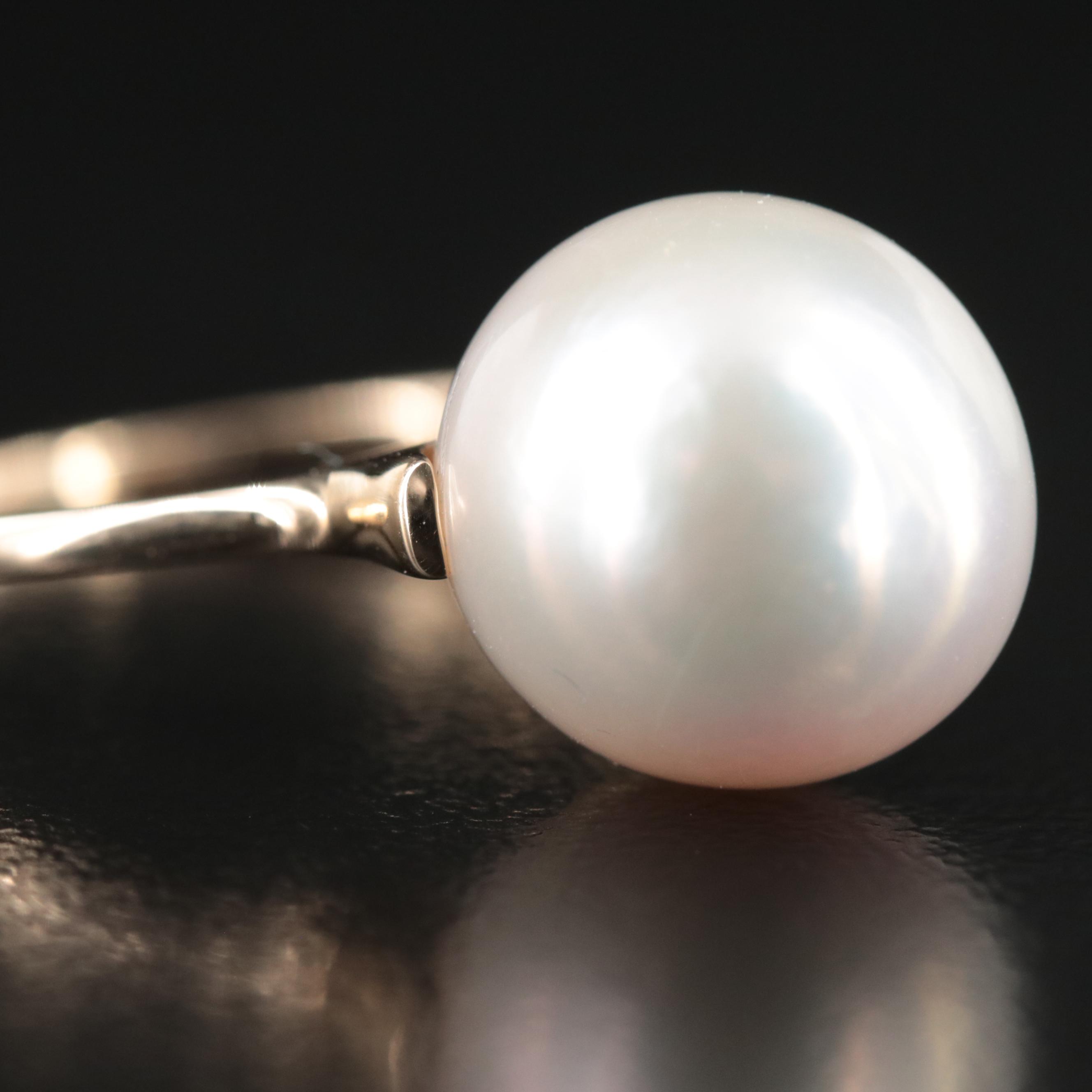 10K Pearl Solitaire Ring