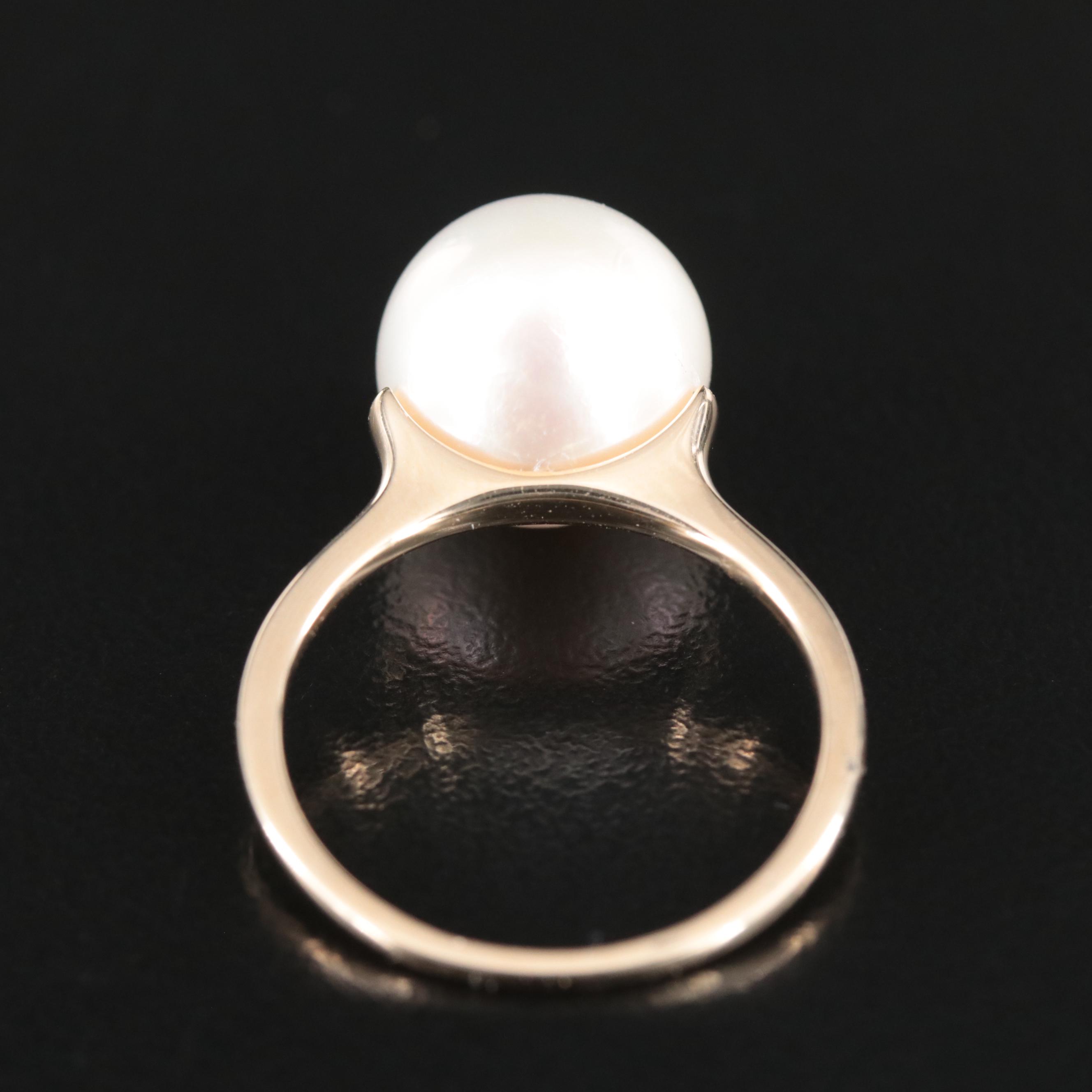 10K Pearl Solitaire Ring