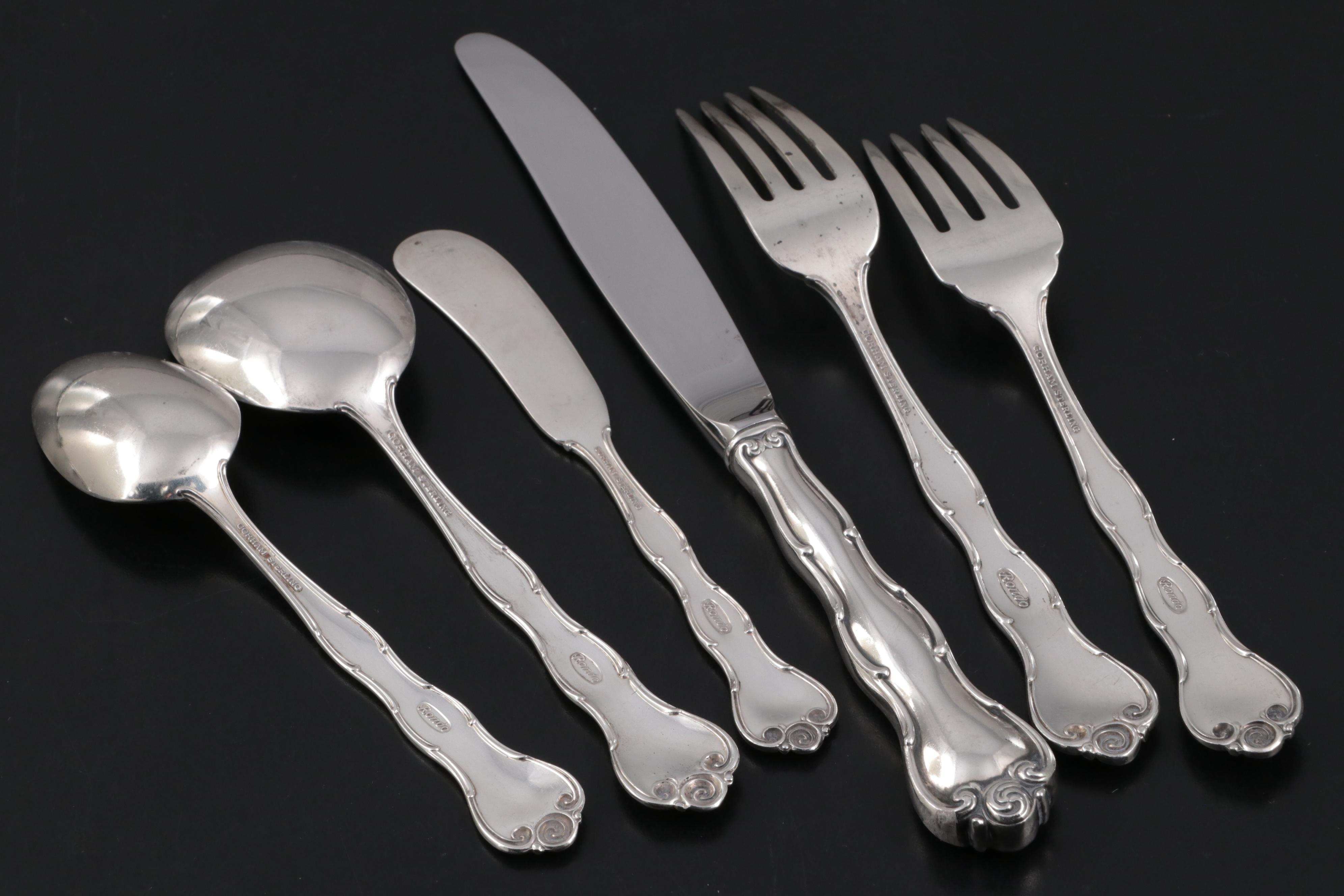 Gorham "Rondo" Sterling Silver Flatware, Late 20th Century