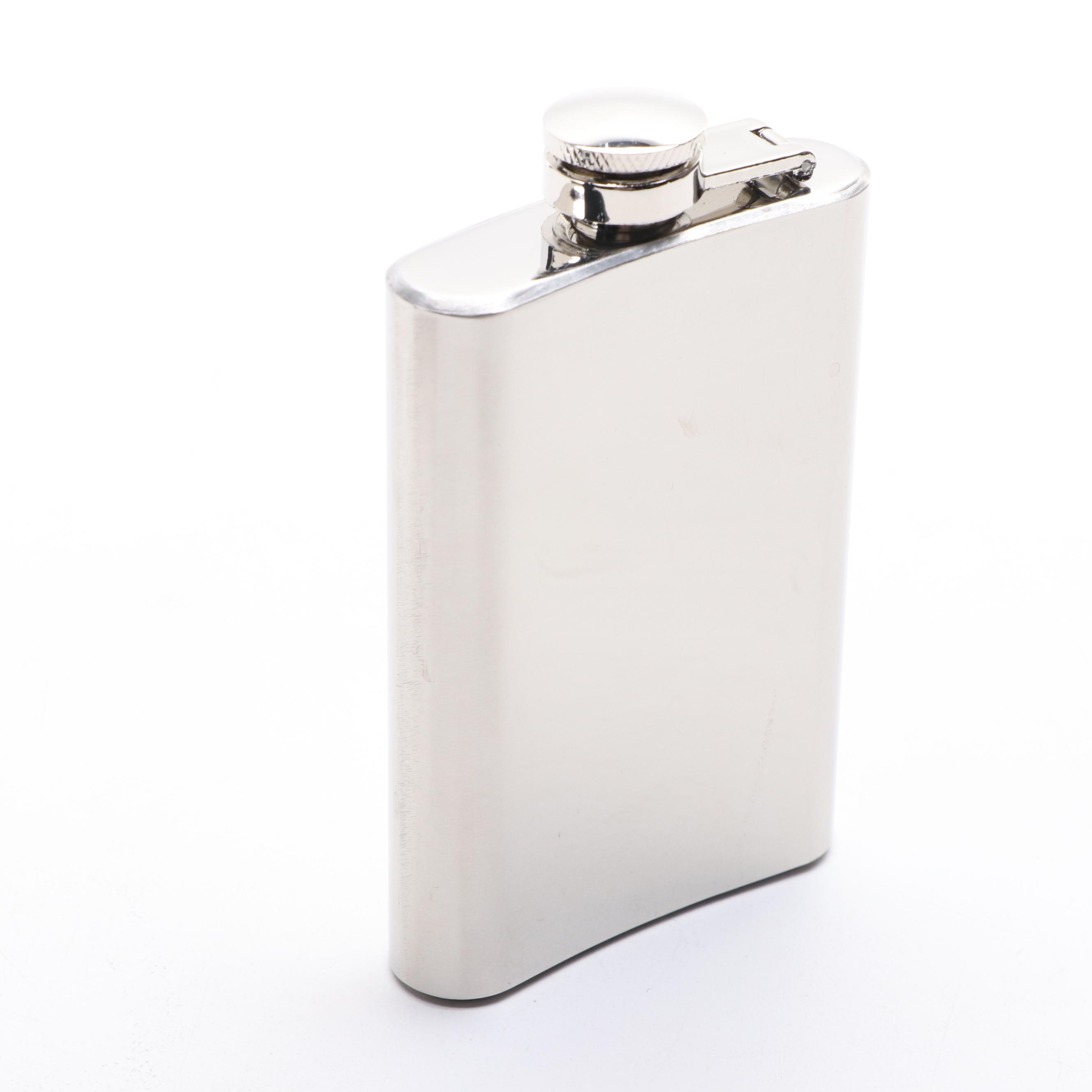 Rebel Steel Polished Stainless Steel 5 Ounce Flasks with Funnels