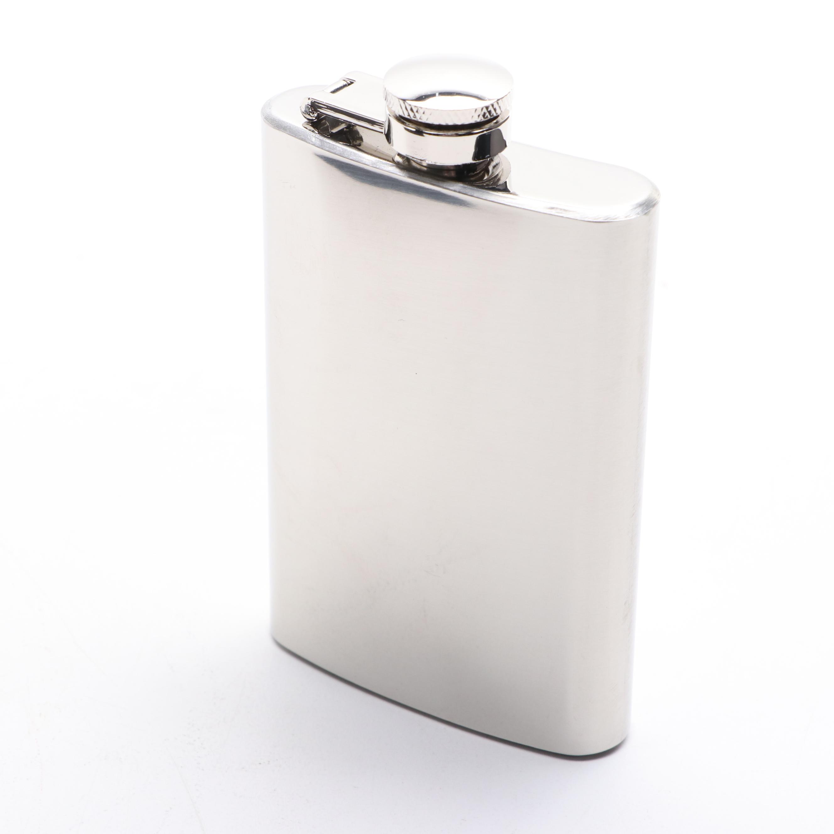 Rebel Steel Polished Stainless Steel 5 Ounce Flasks with Funnels