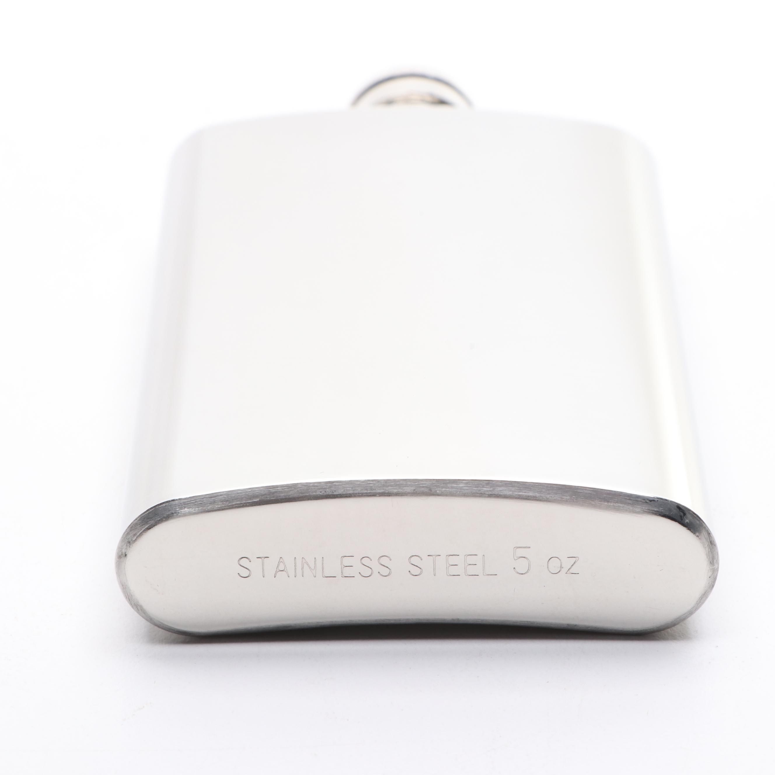 Rebel Steel Polished Stainless Steel 5 Ounce Flasks with Funnels