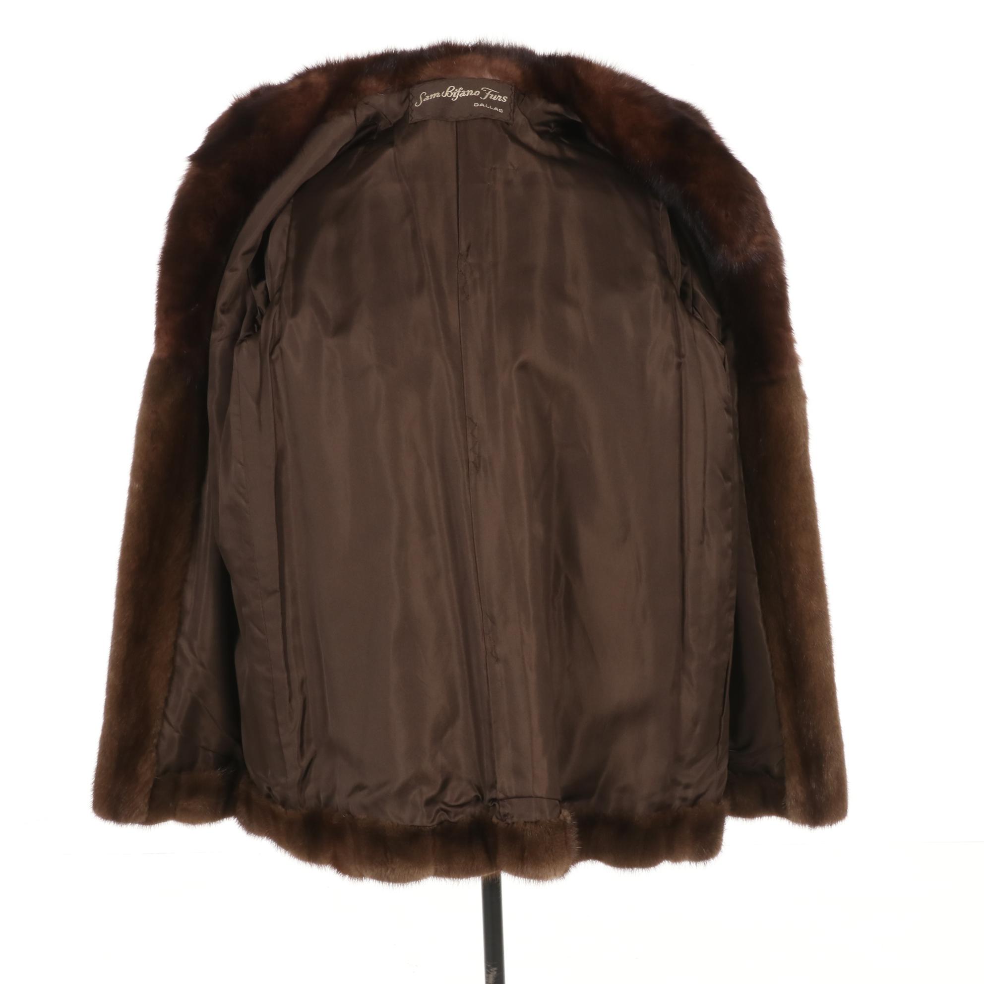 Chestnut Mink Fur Stroller Coat Featuring Sable Collar