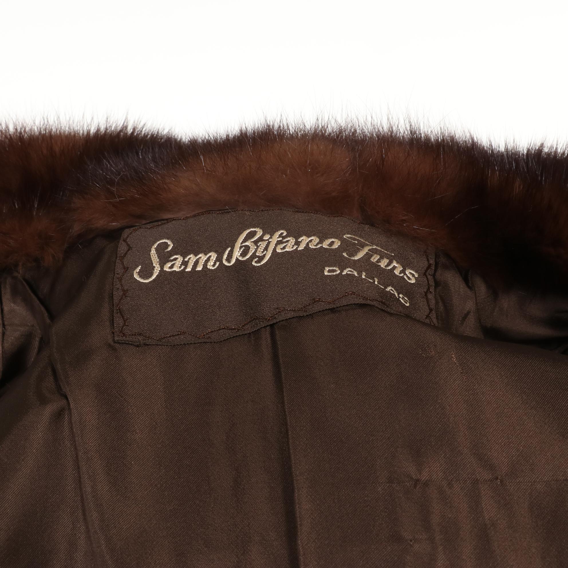 Chestnut Mink Fur Stroller Coat Featuring Sable Collar