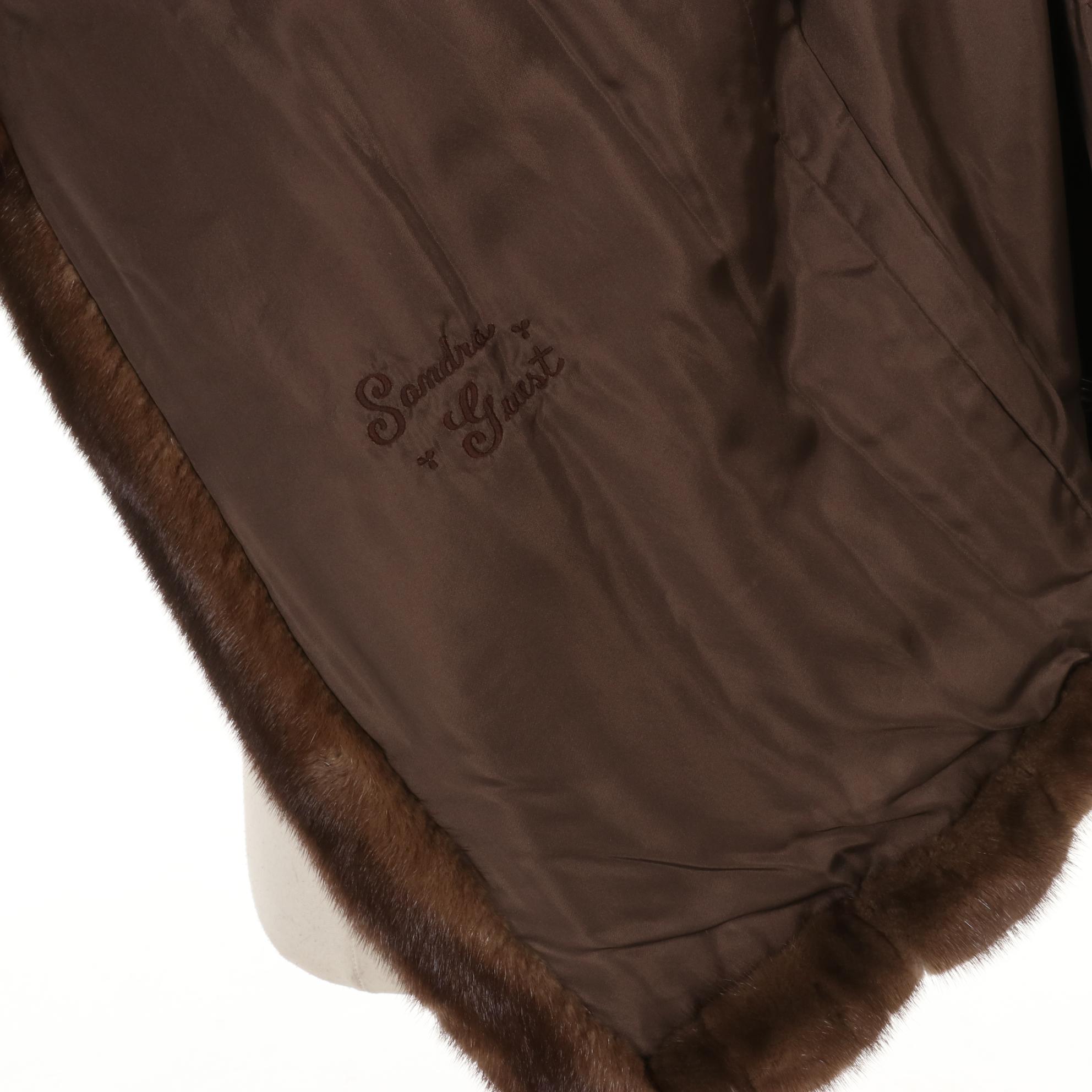 Chestnut Mink Fur Stroller Coat Featuring Sable Collar