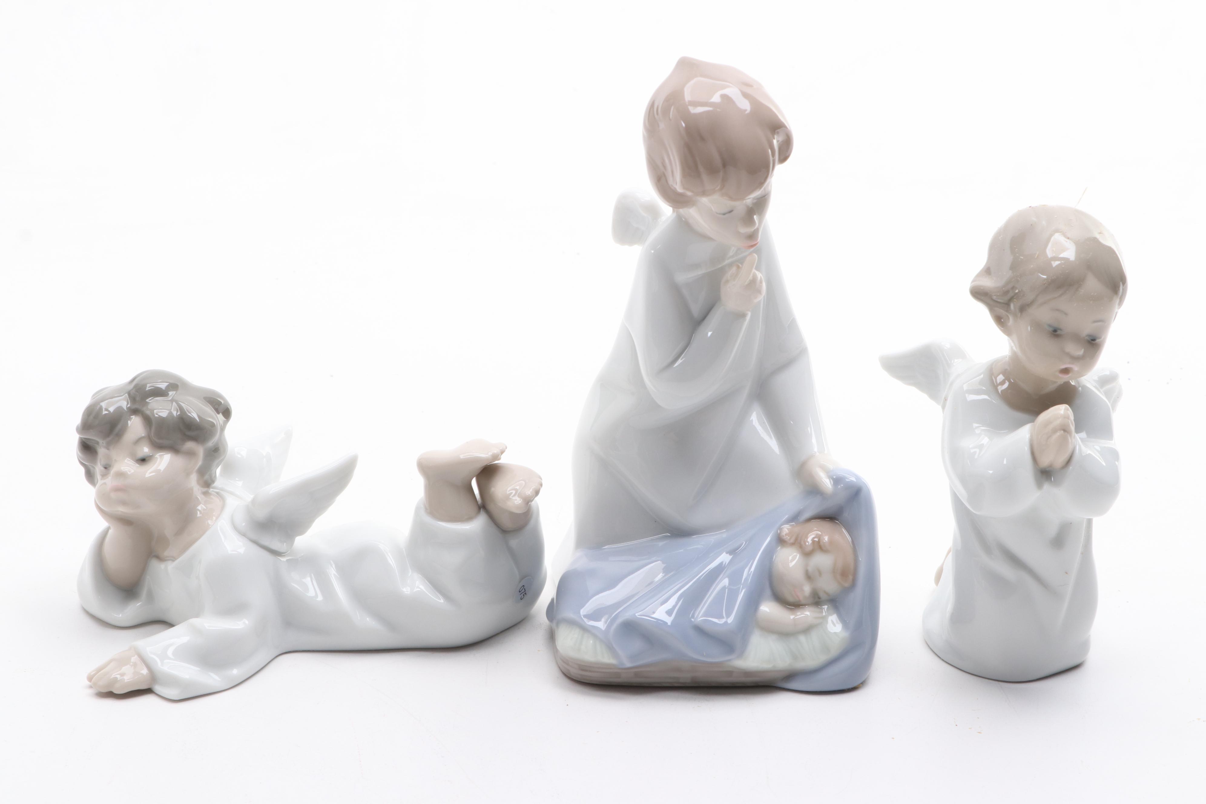 Lladró "Angel Praying" Porcelain Figurine and Other Lladró Angel Figurines