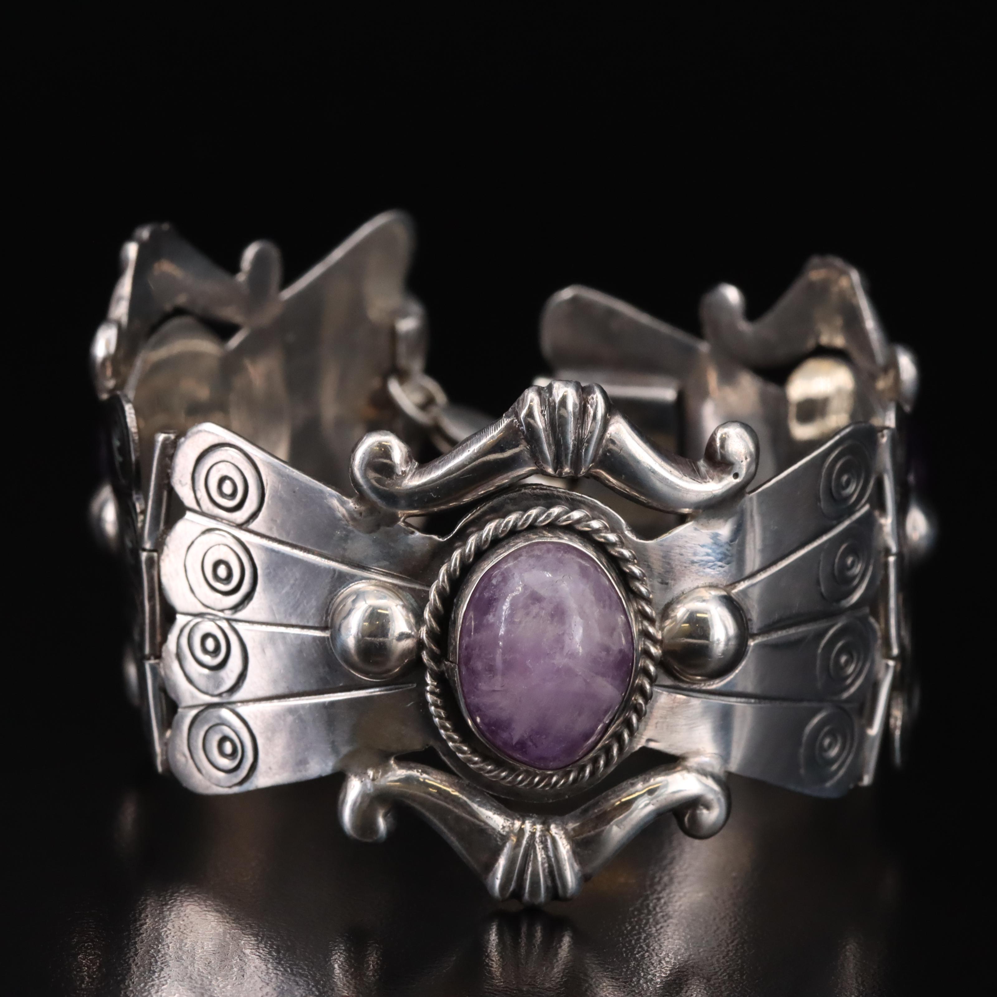 Mexican Sterling Amethyst Bracelet