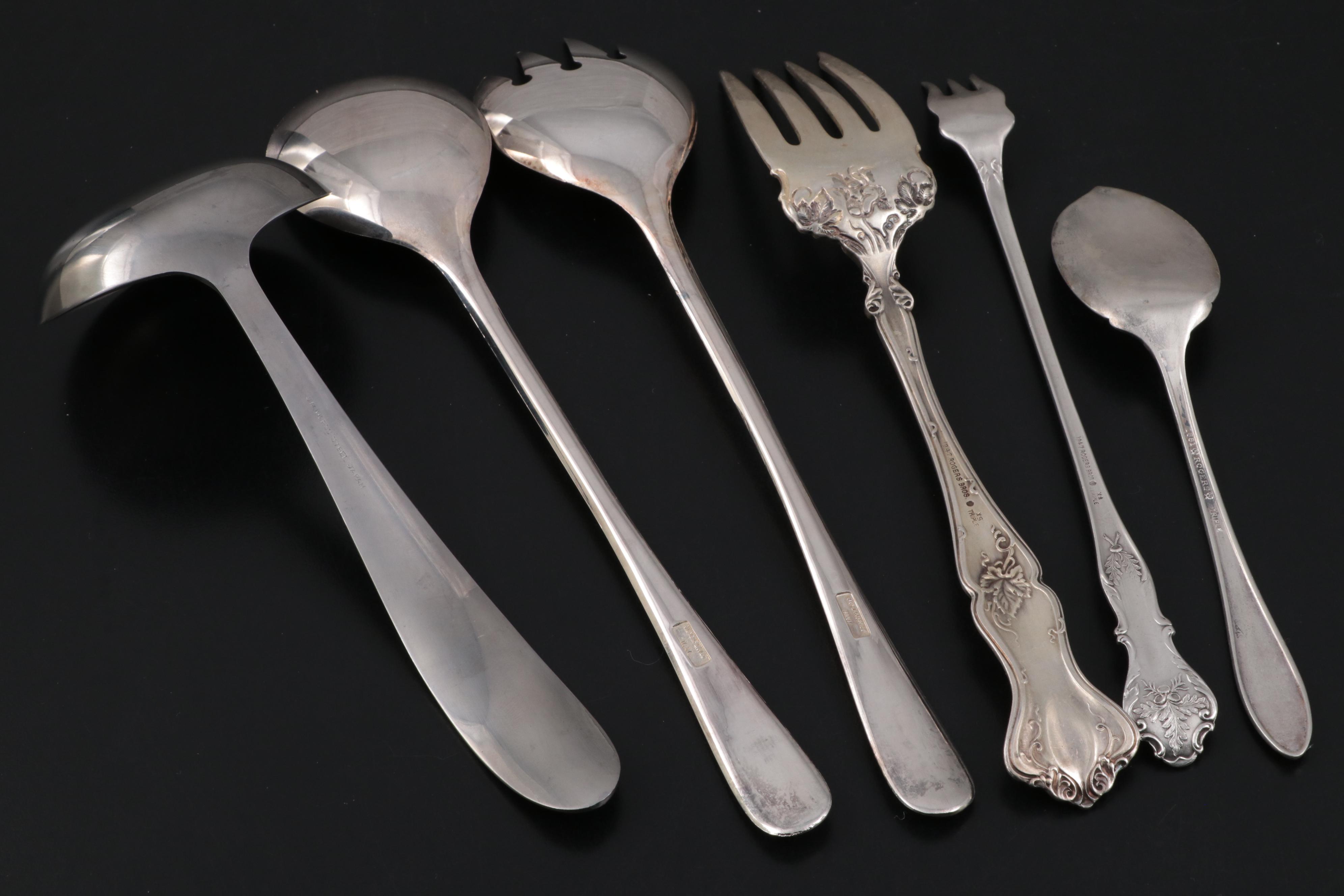 Oneida Community "Evening Star" Silver Plate Flatware in Wood Heart Box, c. 1955