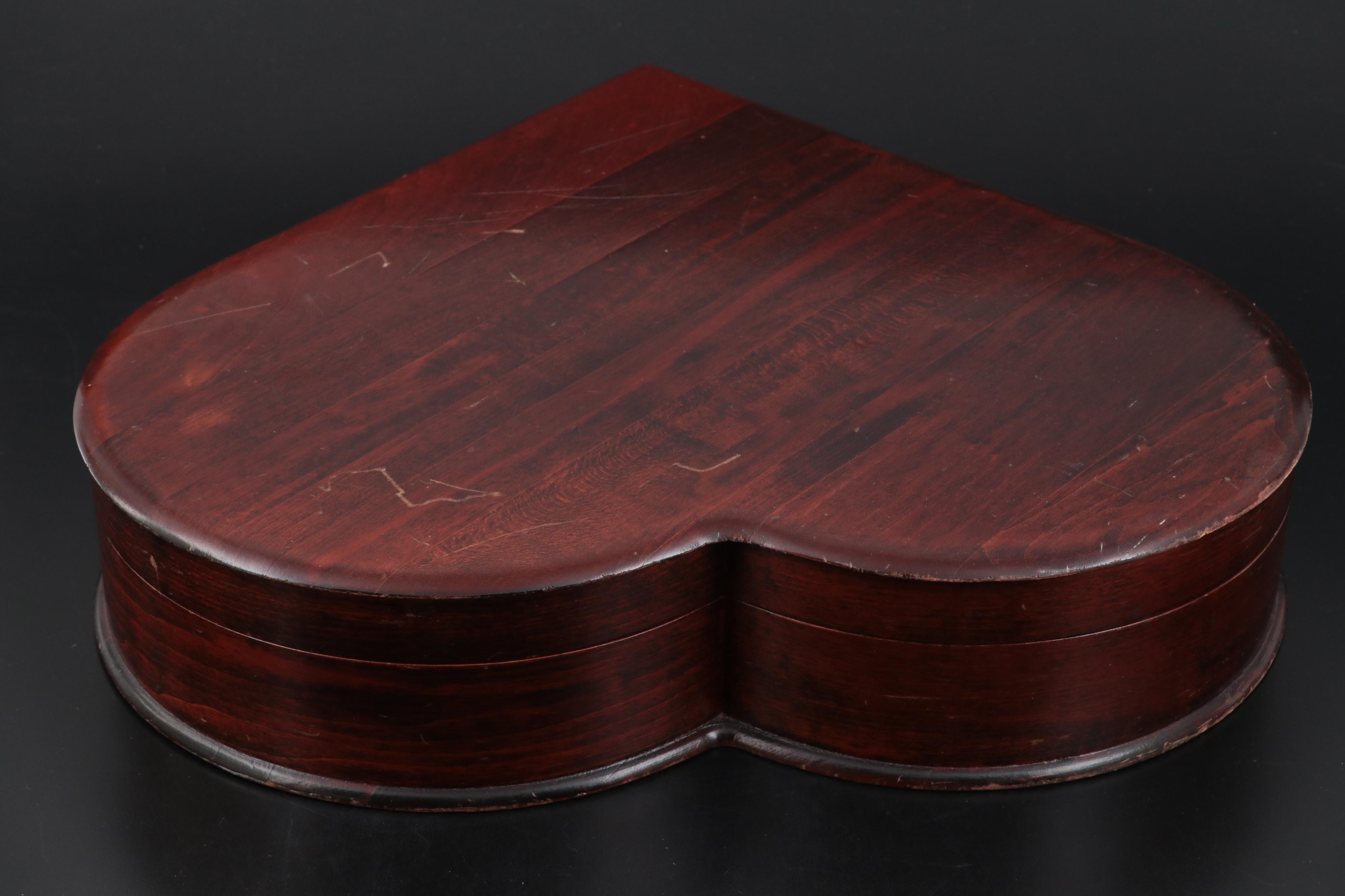 Oneida Community "Evening Star" Silver Plate Flatware in Wood Heart Box, c. 1955